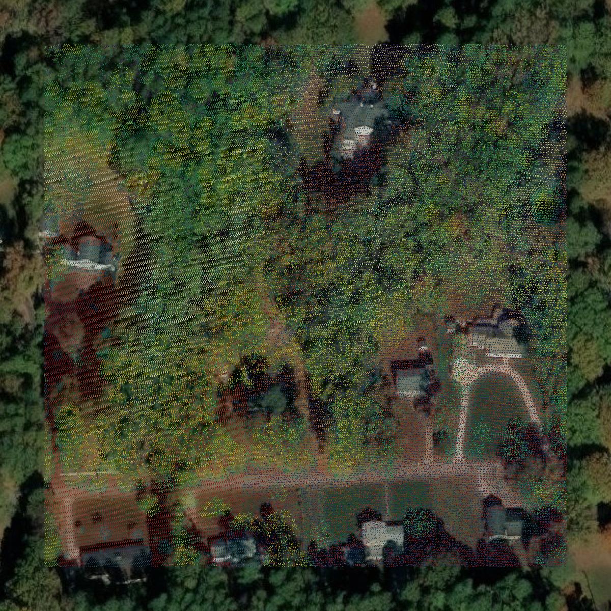 This image shows a LiDAR point cloud in Petersburg city created using GIS data in Equator.