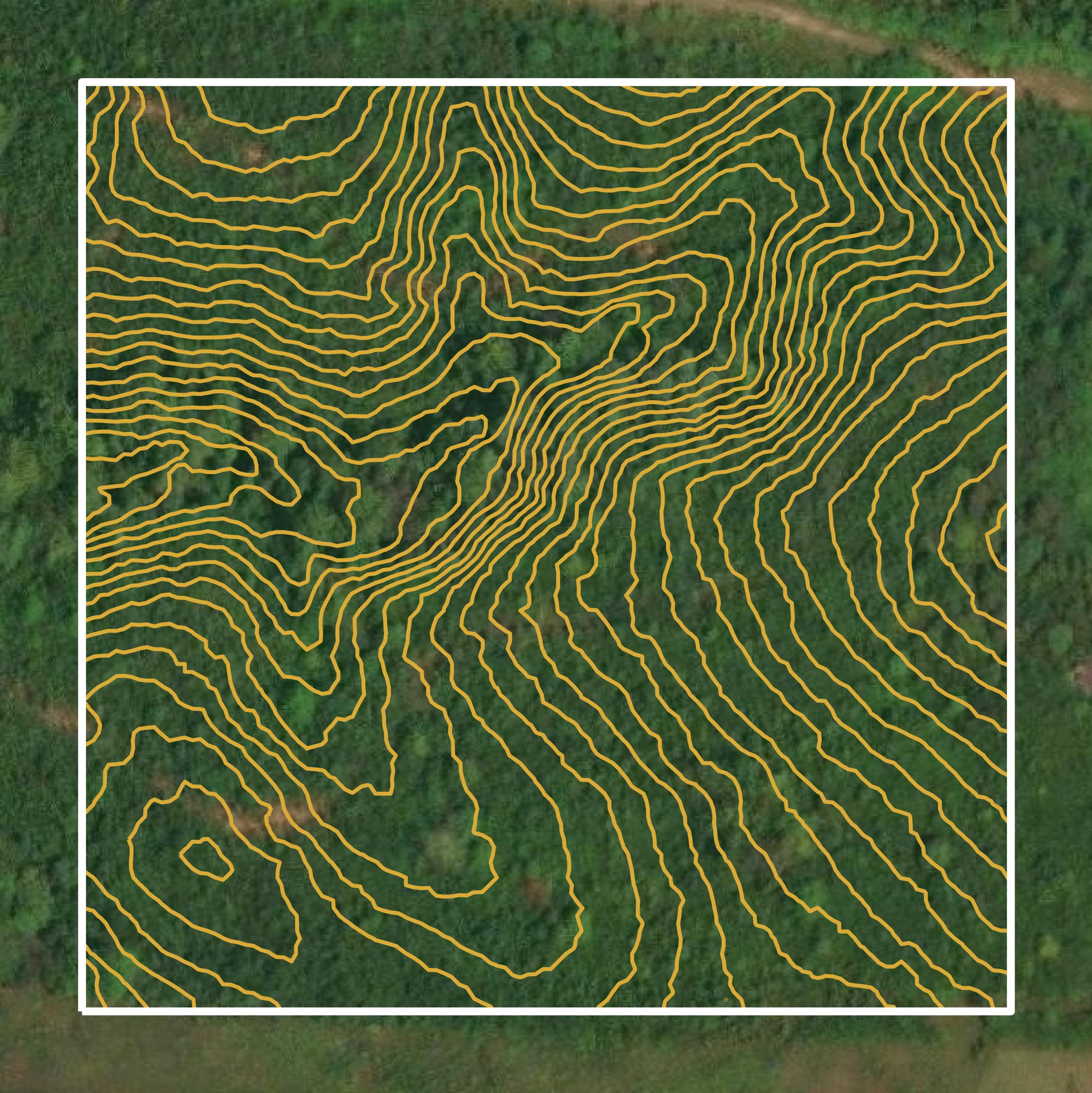 This image shows a contour map in Pittsylvania County created using GIS data in Equator.