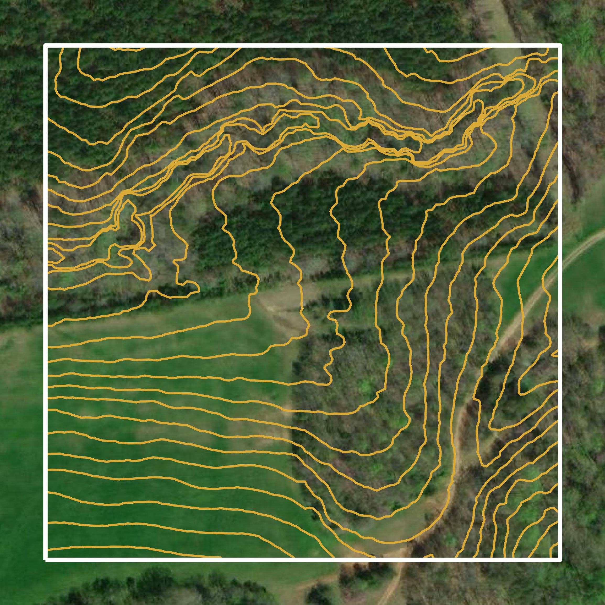 This image shows a contour map in Pittsylvania County created using GIS data in Equator.