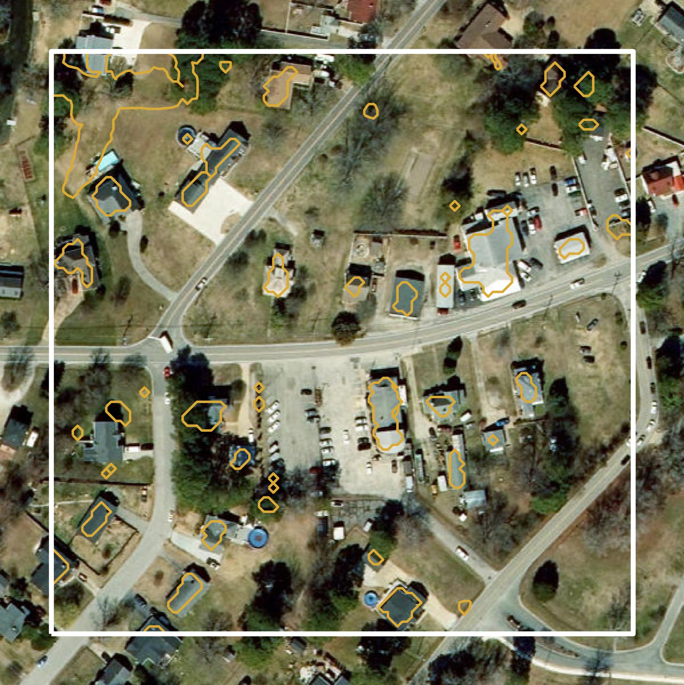 This image shows a contour map in Poquoson city created using GIS data in Equator.