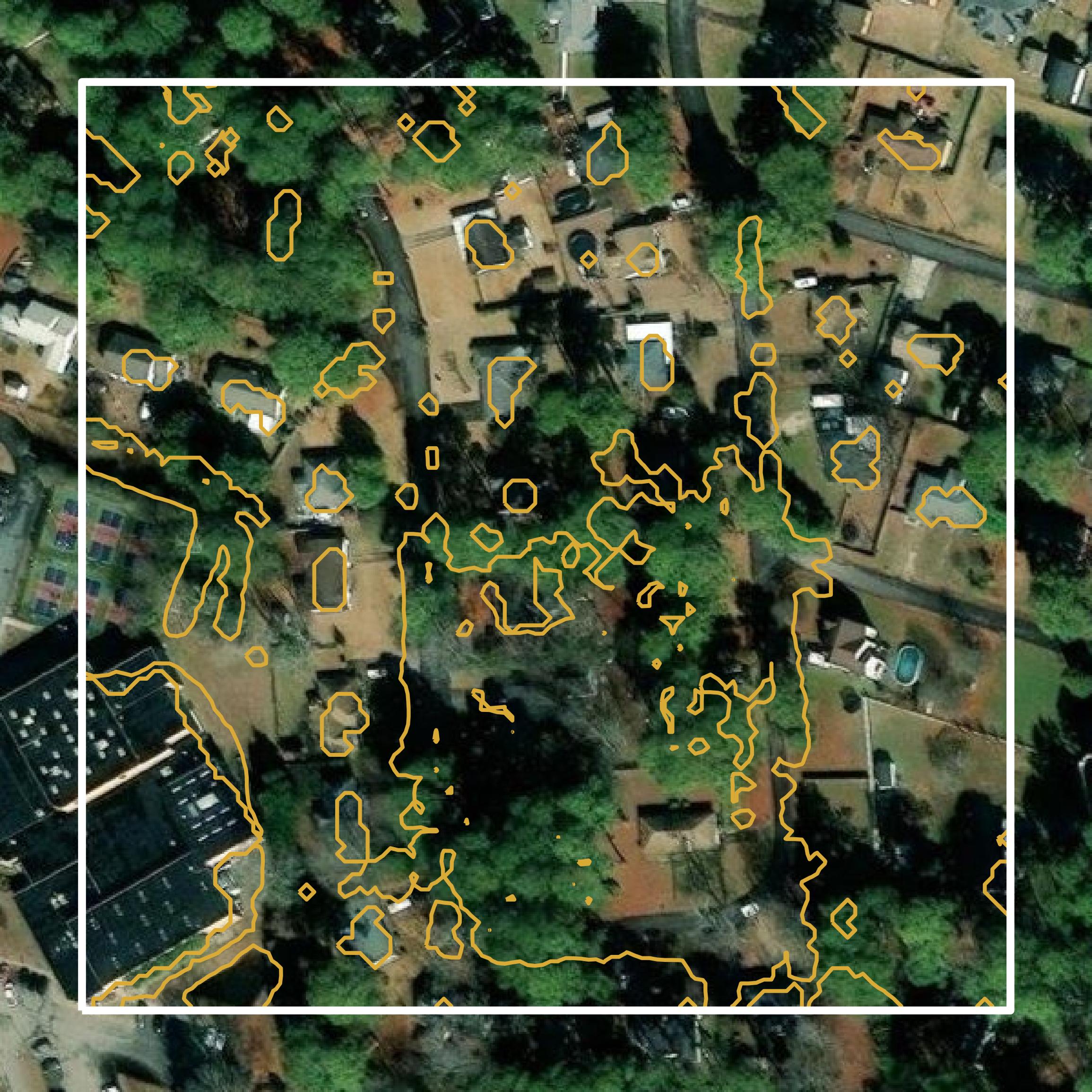 This image shows a contour map in Portsmouth city created using GIS data in Equator.