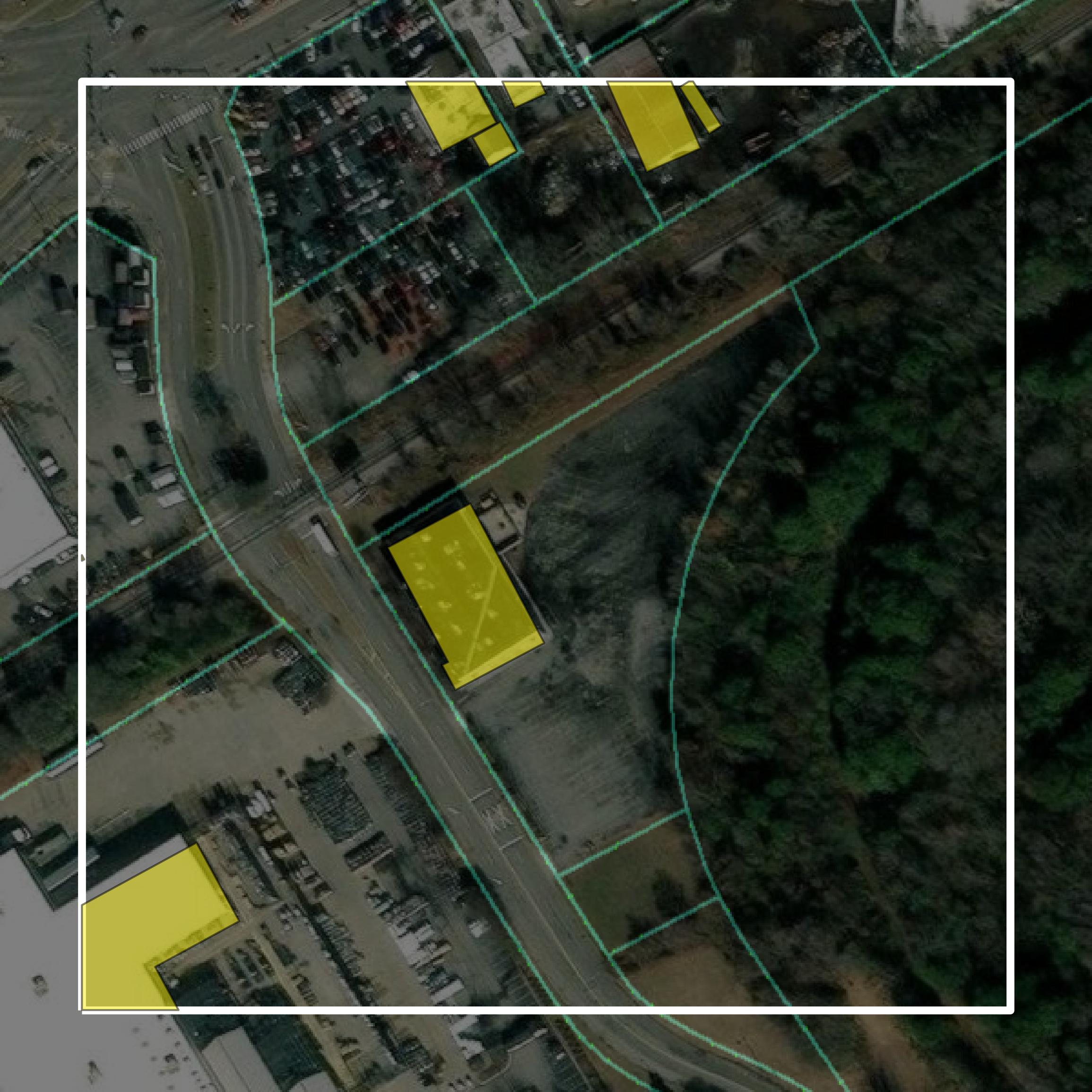 This image shows parcel and building data in Portsmouth city created using GIS data in Equator.