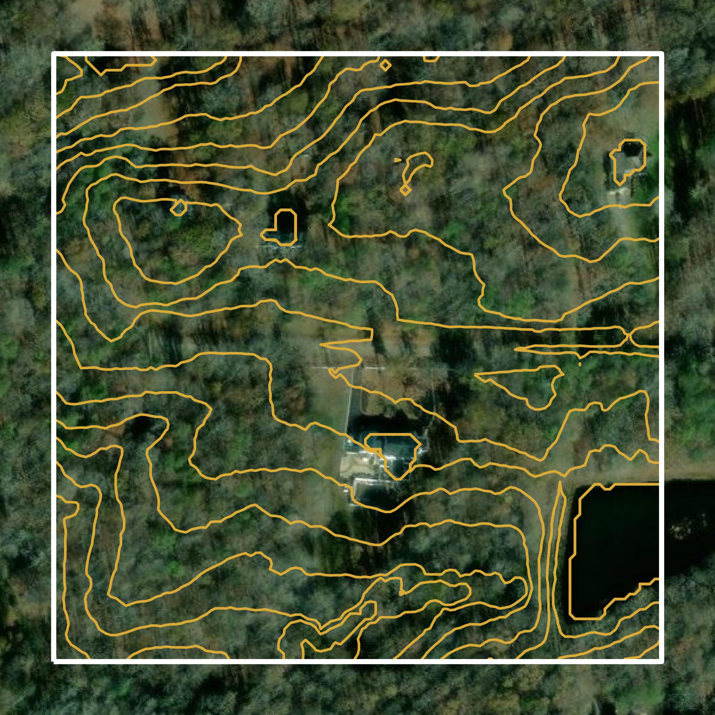 This image shows a contour map in Powhatan County created using GIS data in Equator.