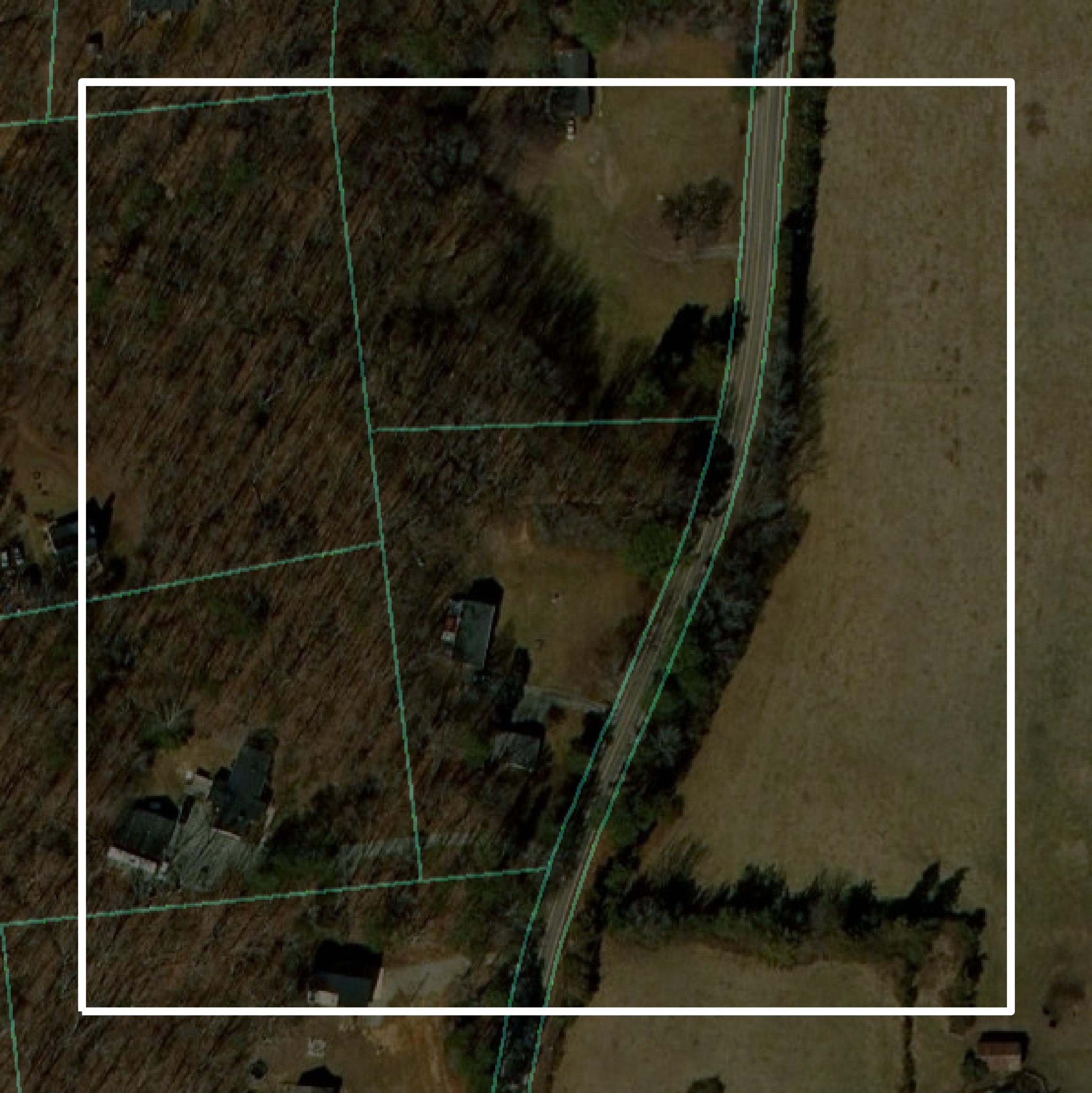 This image shows parcel and building data in Powhatan County created using GIS data in Equator.