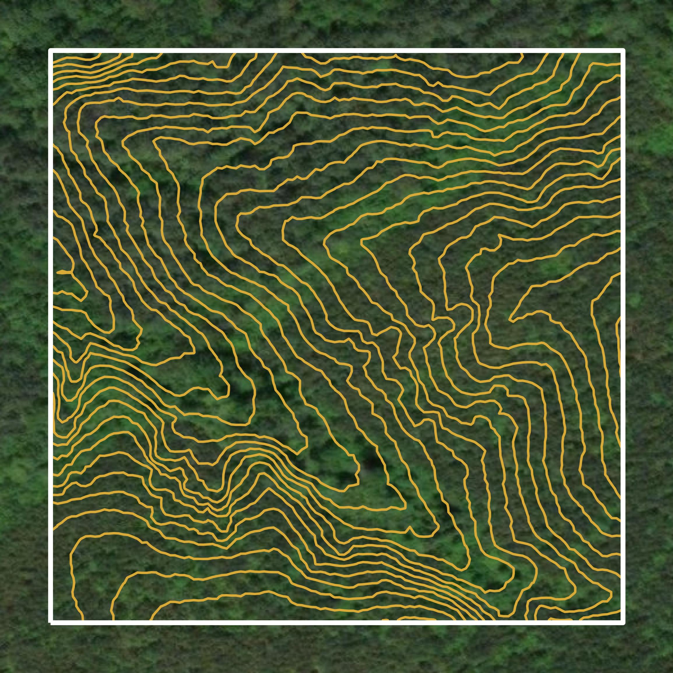This image shows a contour map in Prince Edward County created using GIS data in Equator.