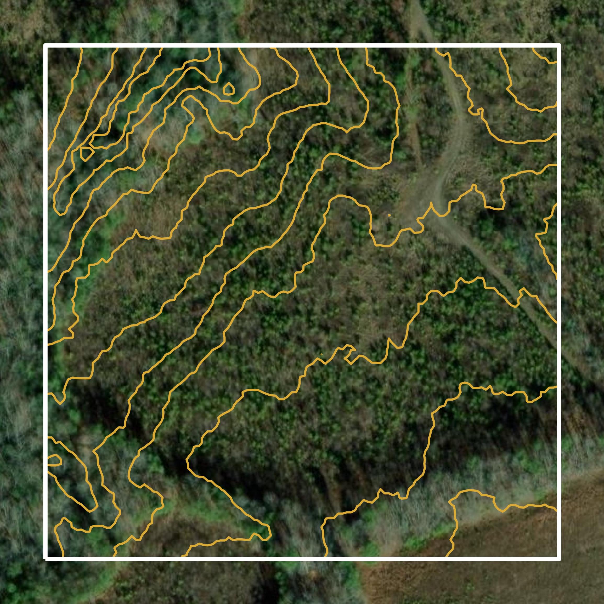 This image shows a contour map in Prince George County created using GIS data in Equator.
