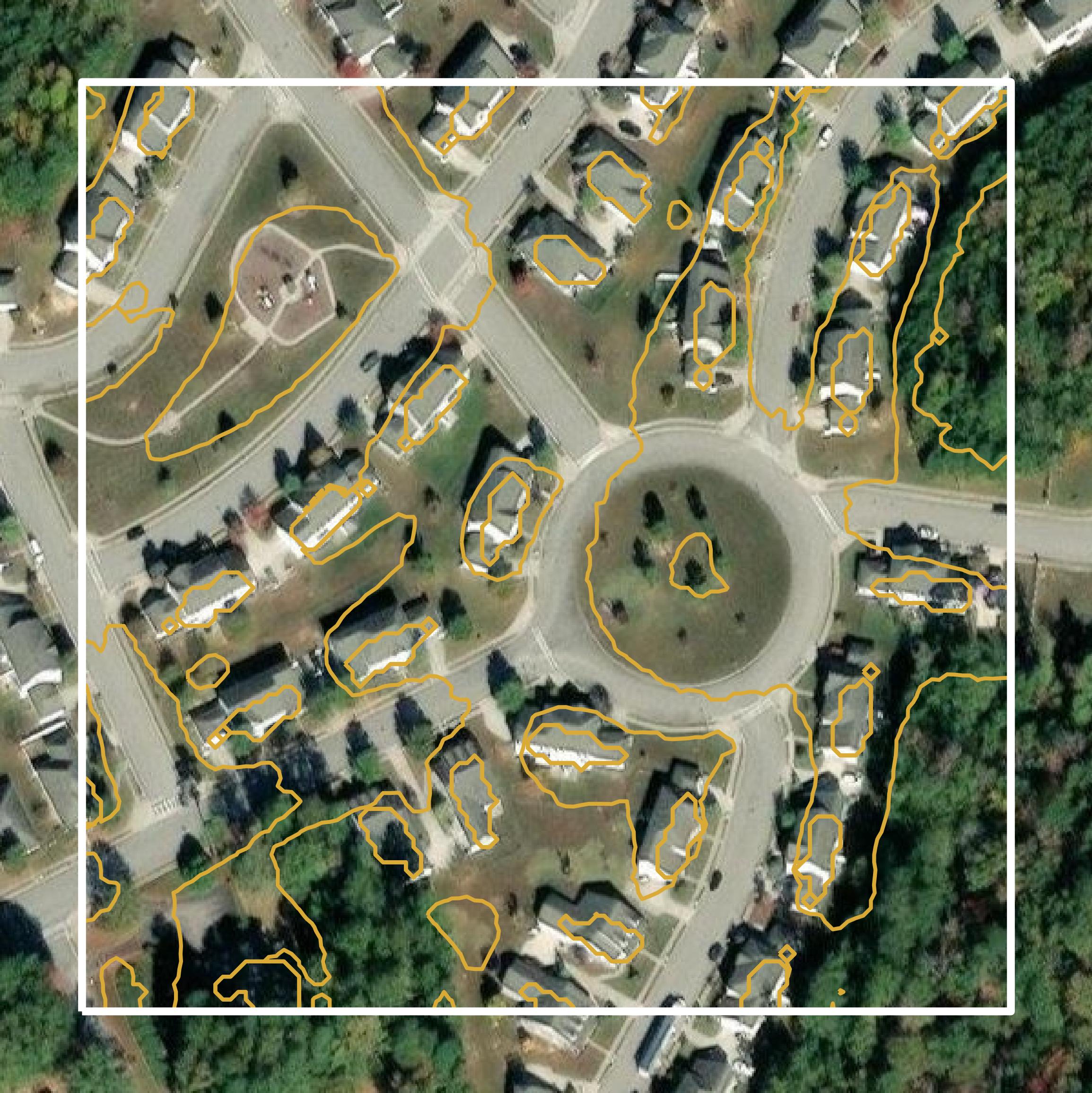 This image shows a contour map in Prince George County created using GIS data in Equator.