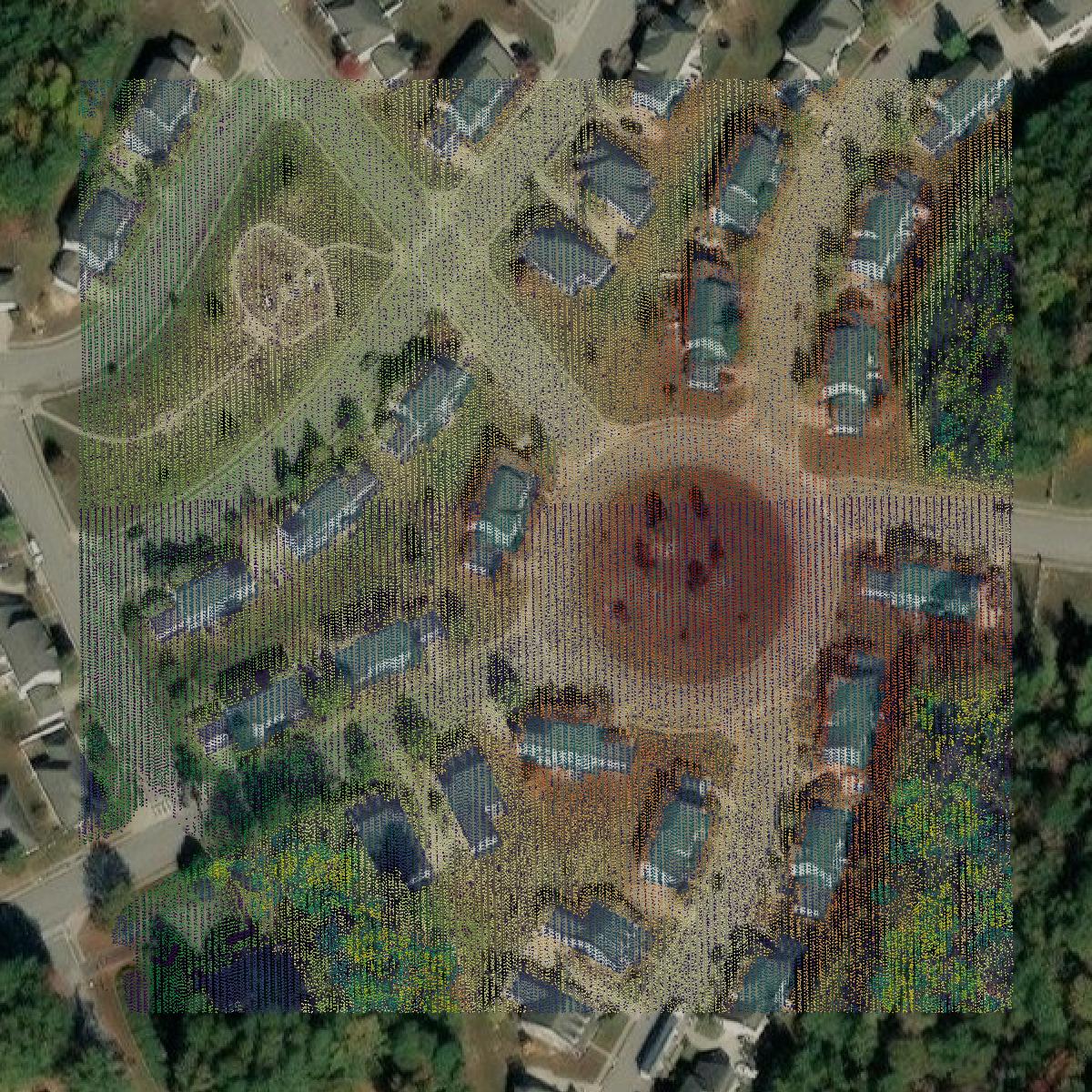 This image shows a LiDAR point cloud in Prince George County created using GIS data in Equator.