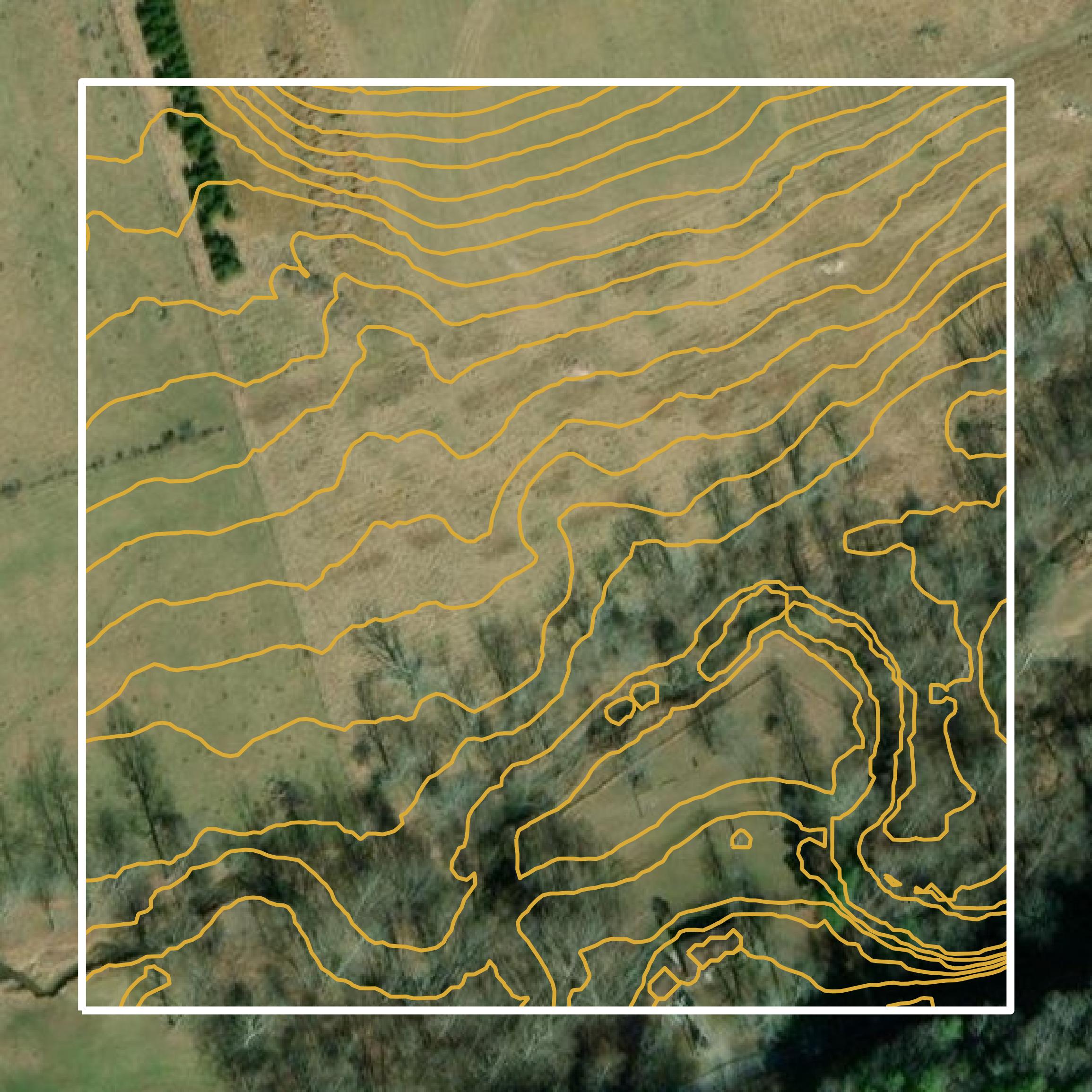This image shows a contour map in Pulaski County created using GIS data in Equator.