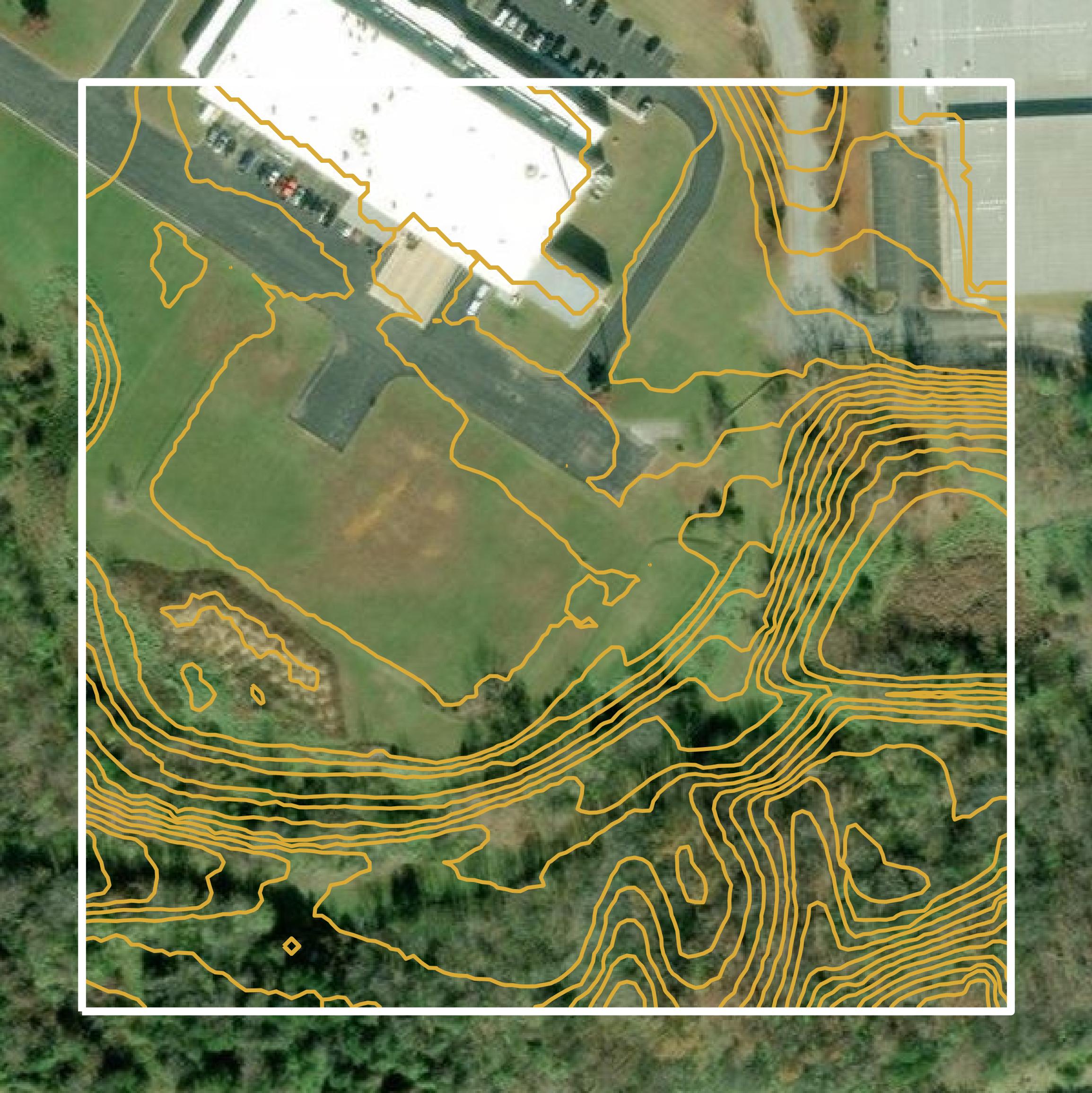 This image shows a contour map in Radford city created using GIS data in Equator.