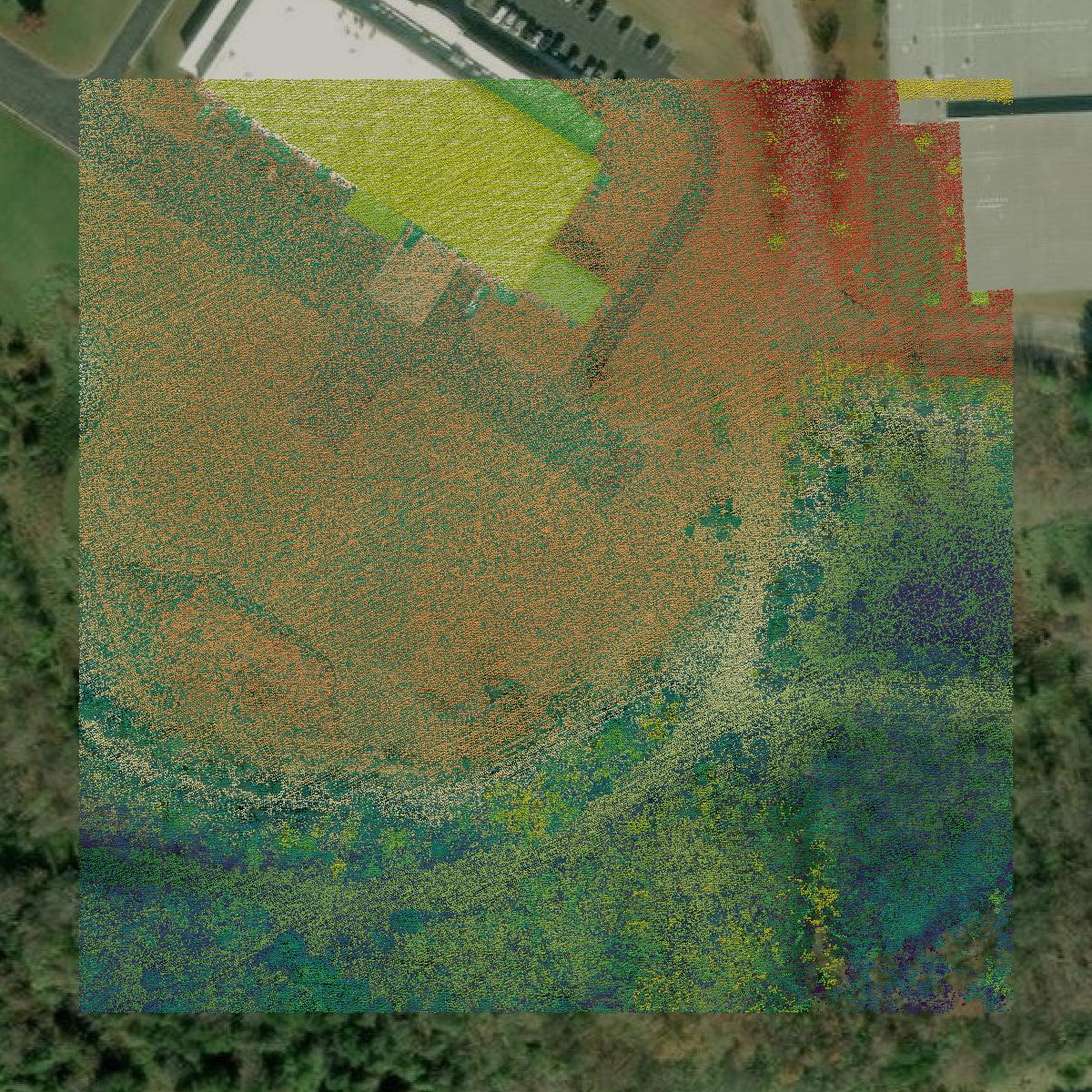 This image shows a LiDAR point cloud in Radford city created using GIS data in Equator.