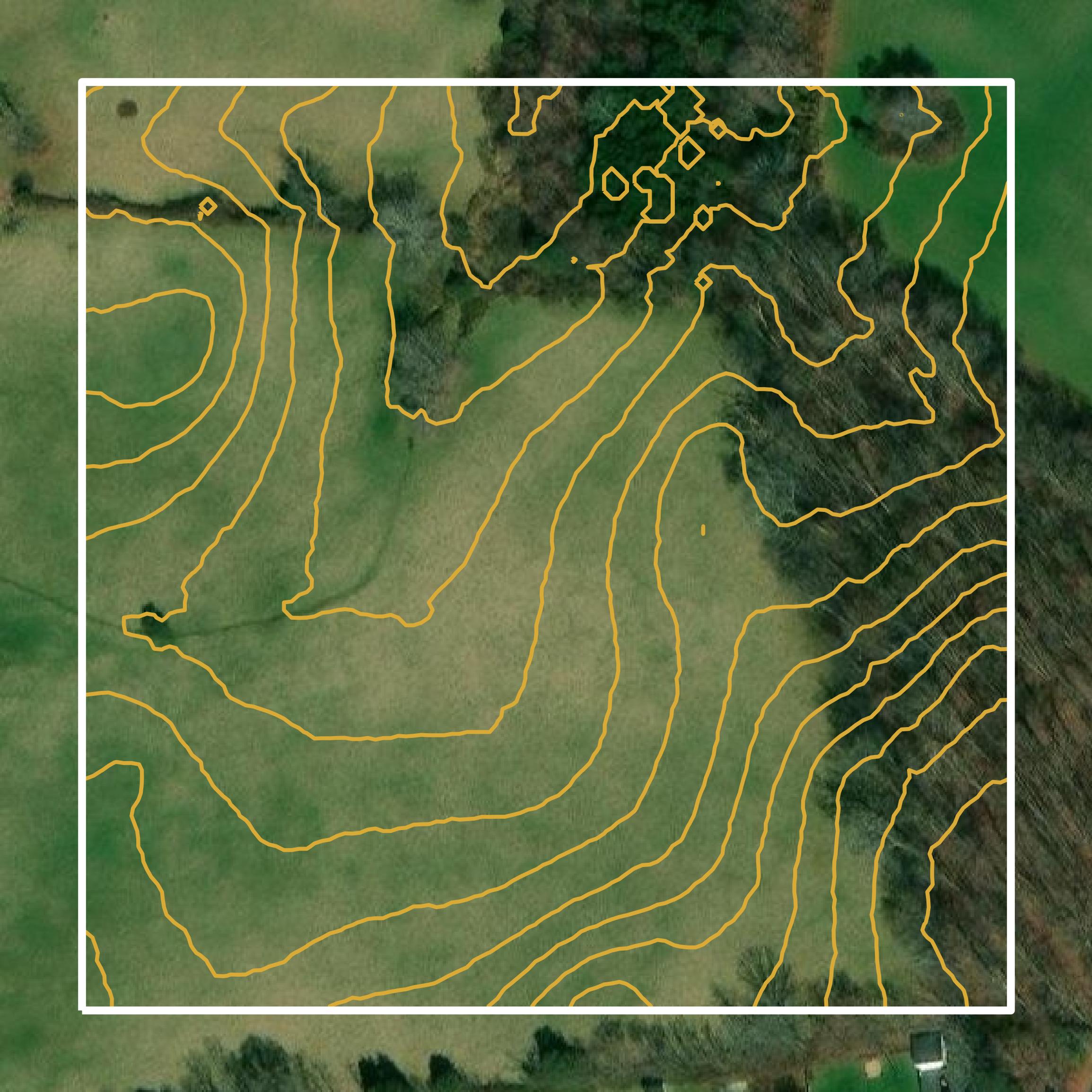 This image shows a contour map in Rappahannock County created using GIS data in Equator.