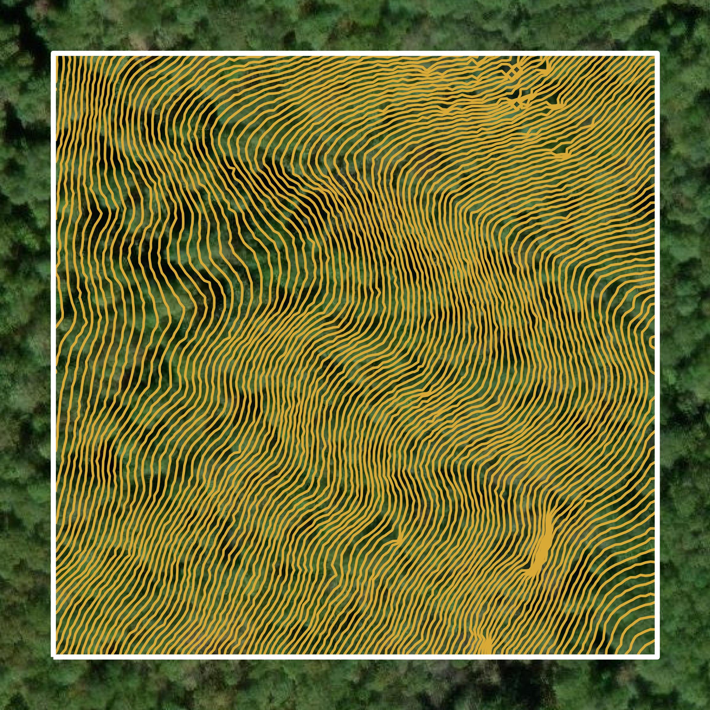 This image shows a contour map in Rappahannock County created using GIS data in Equator.
