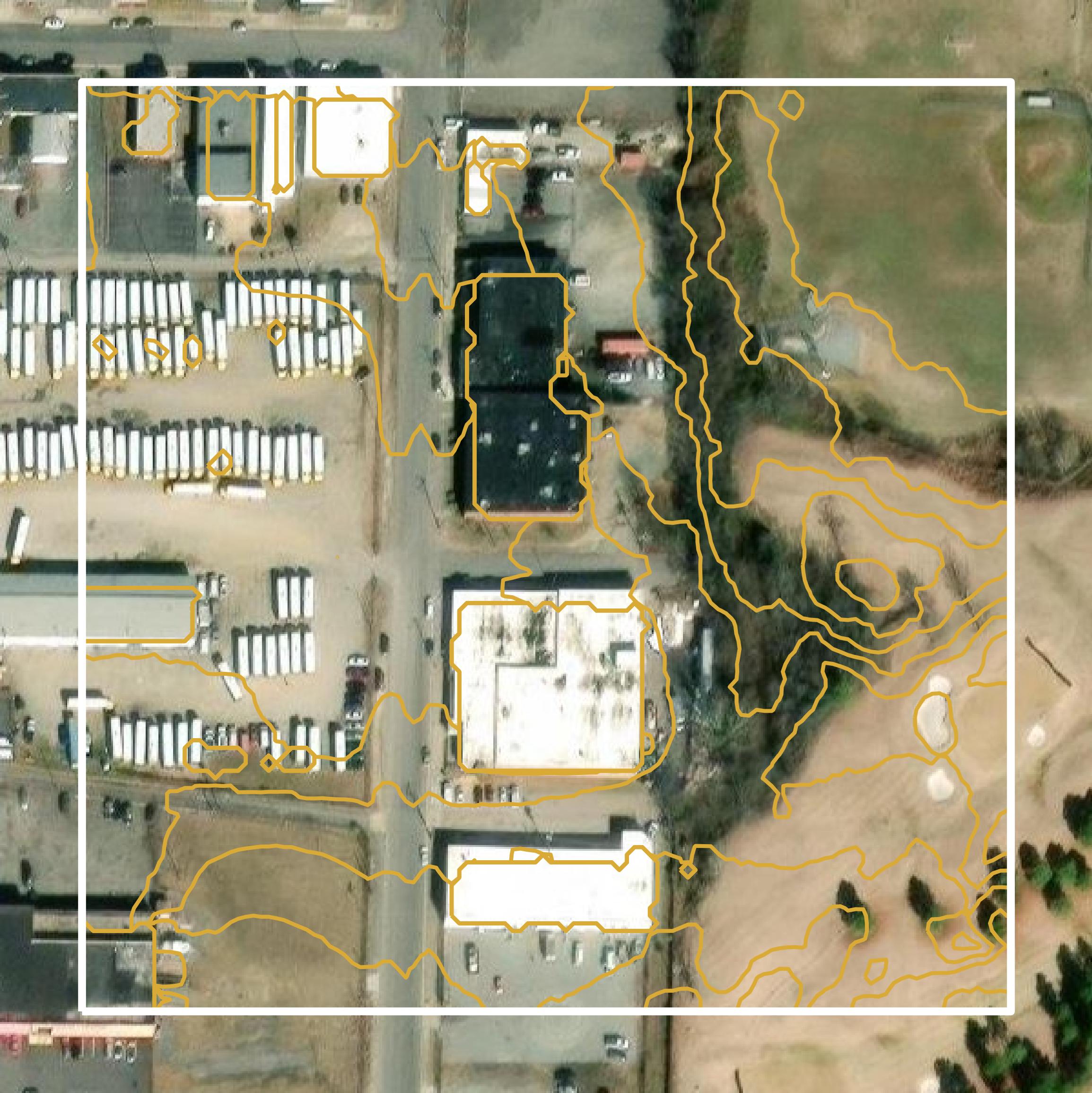 This image shows a contour map in Richmond city created using GIS data in Equator.