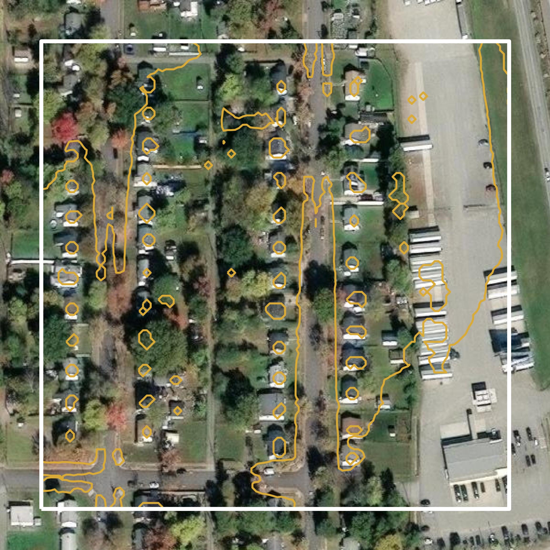 This image shows a contour map in Richmond city created using GIS data in Equator.