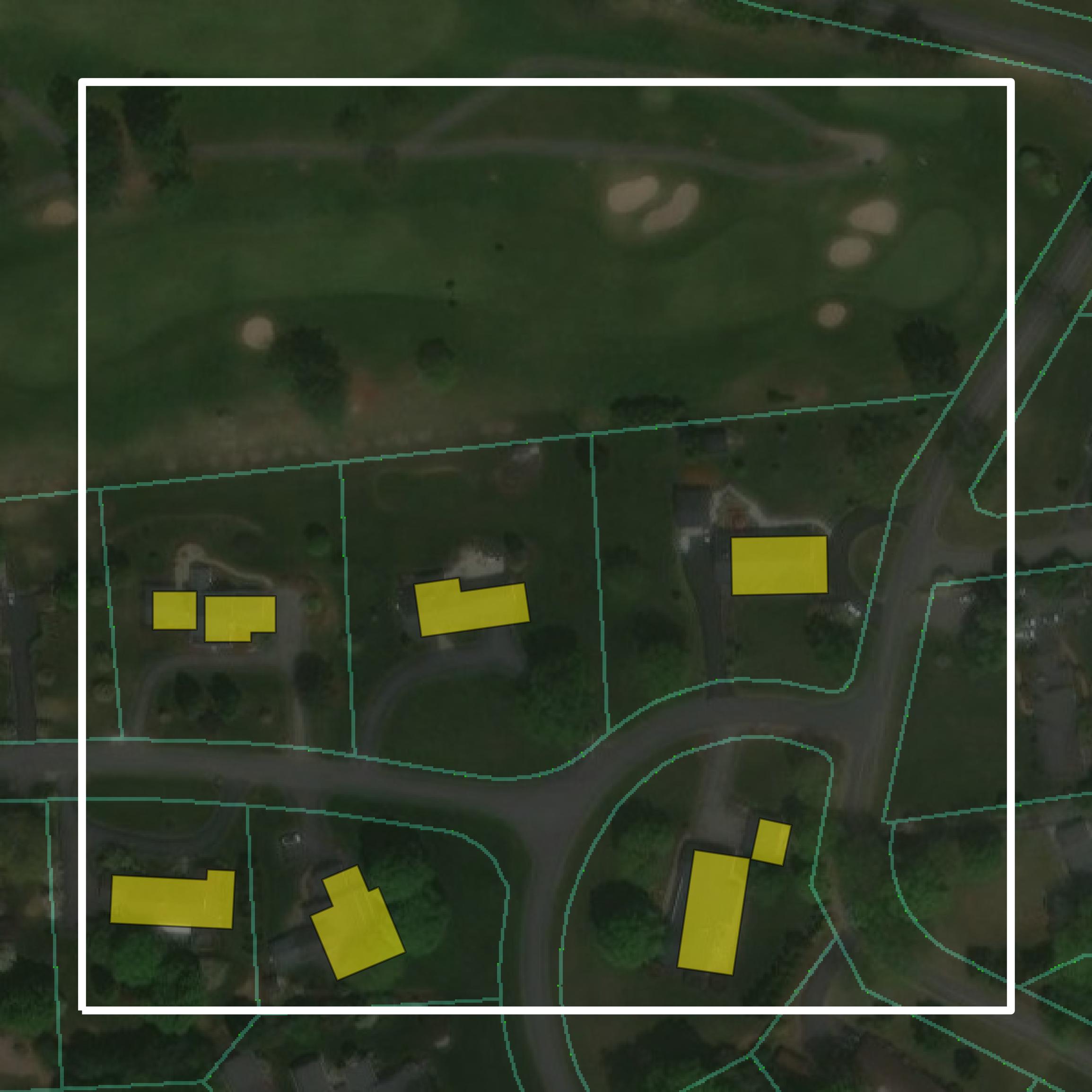 This image shows parcel and building data in Roanoke County created using GIS data in Equator.