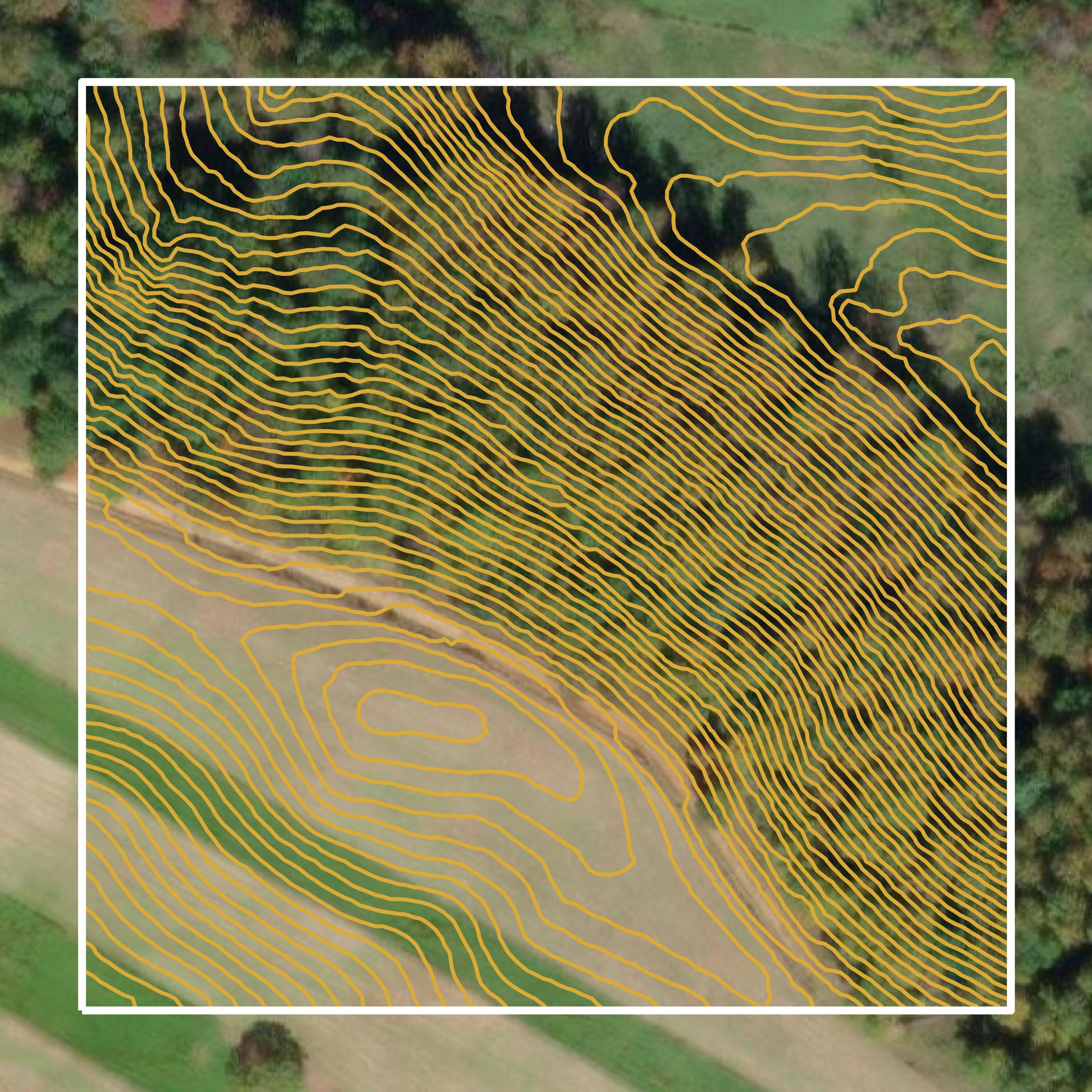 This image shows a contour map in Rockbridge County created using GIS data in Equator.