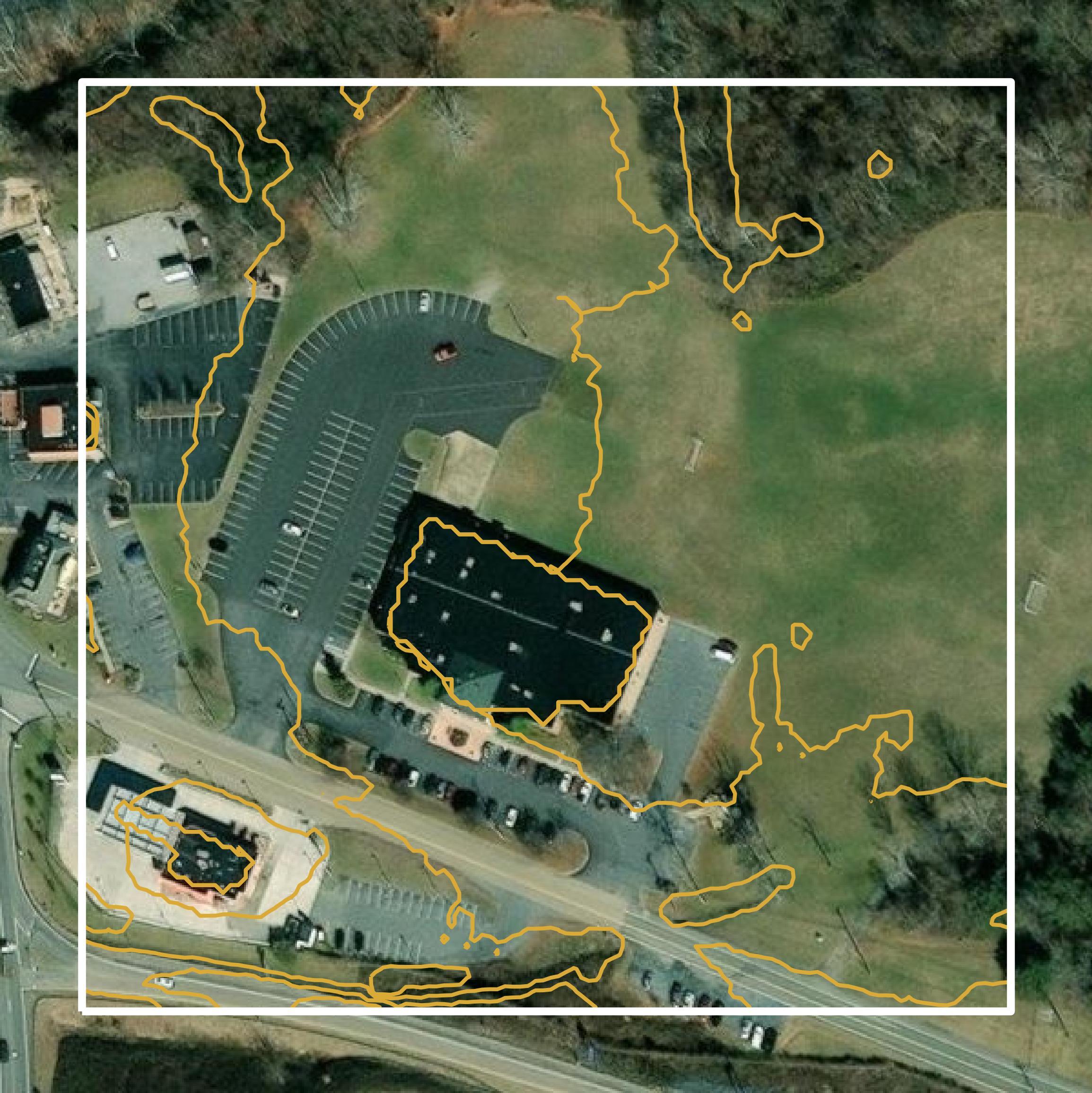 This image shows a contour map in Rockingham County created using GIS data in Equator.