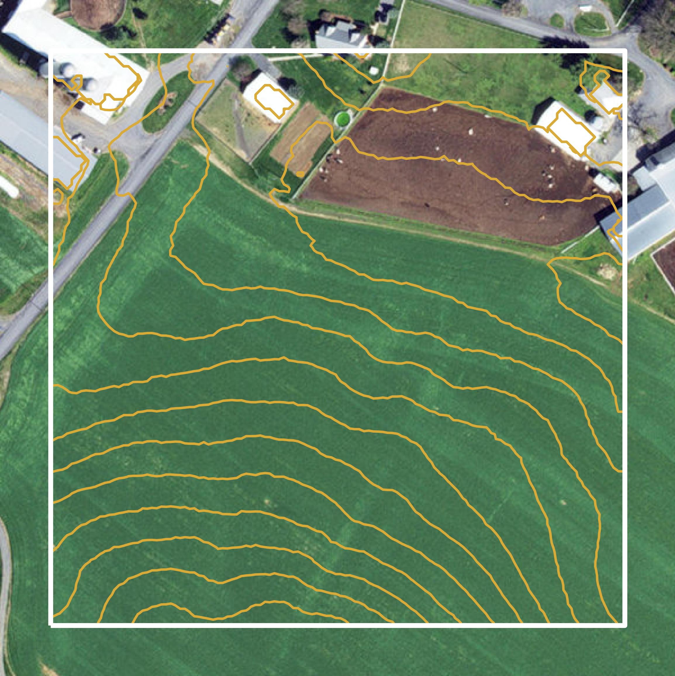 This image shows a contour map in Rockingham County created using GIS data in Equator.