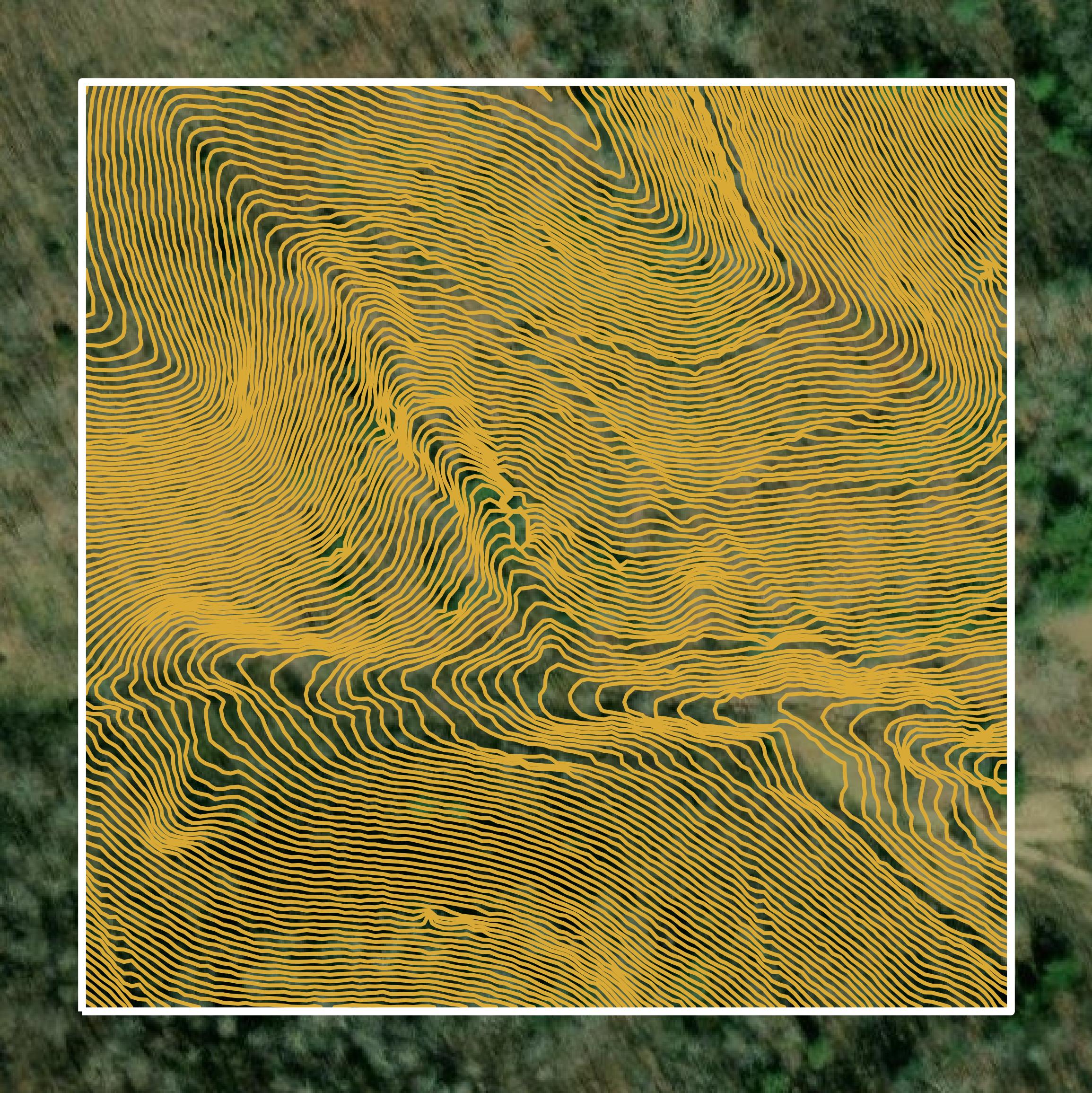 This image shows a contour map in Russell County created using GIS data in Equator.