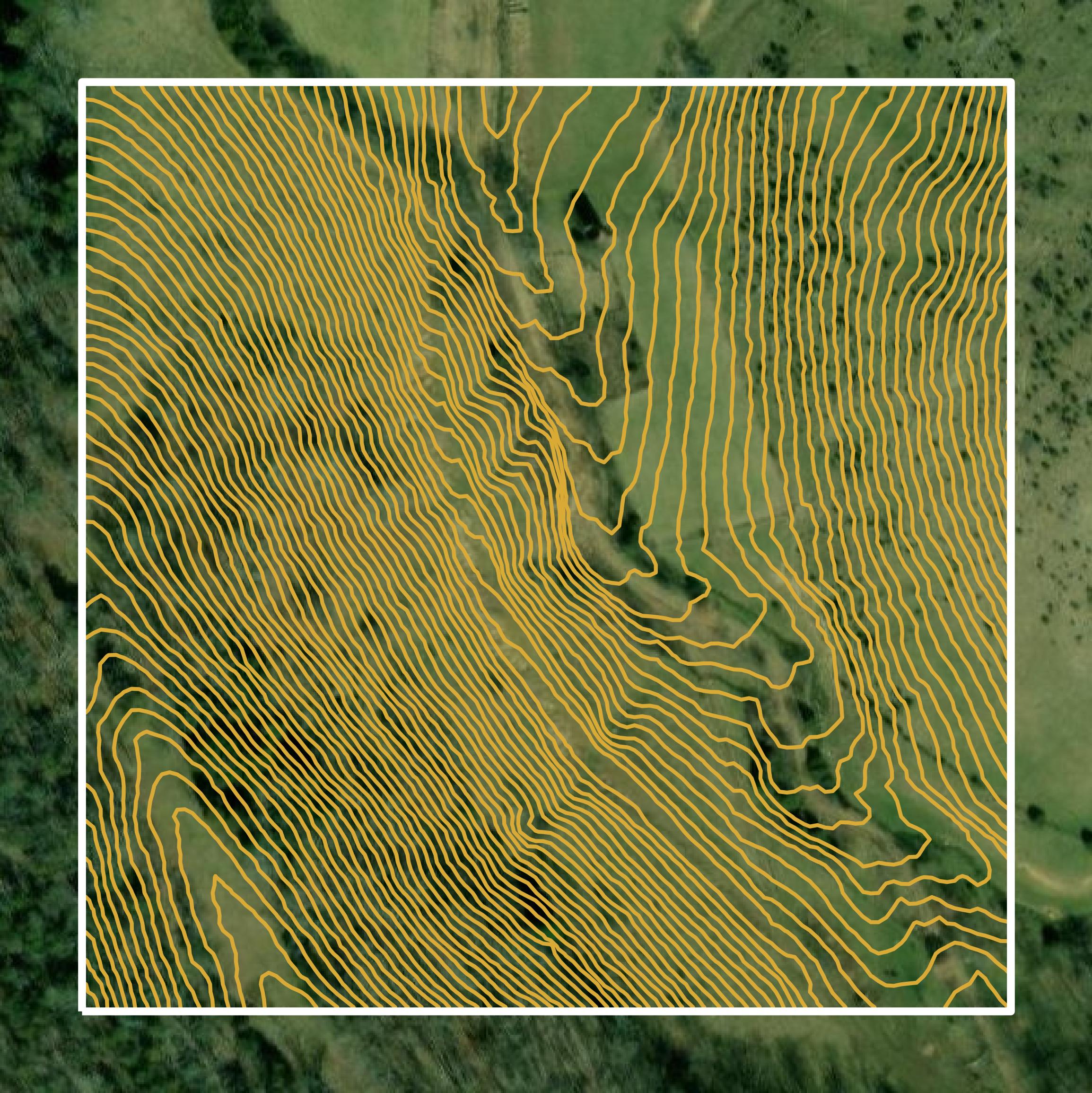 This image shows a contour map in Russell County created using GIS data in Equator.