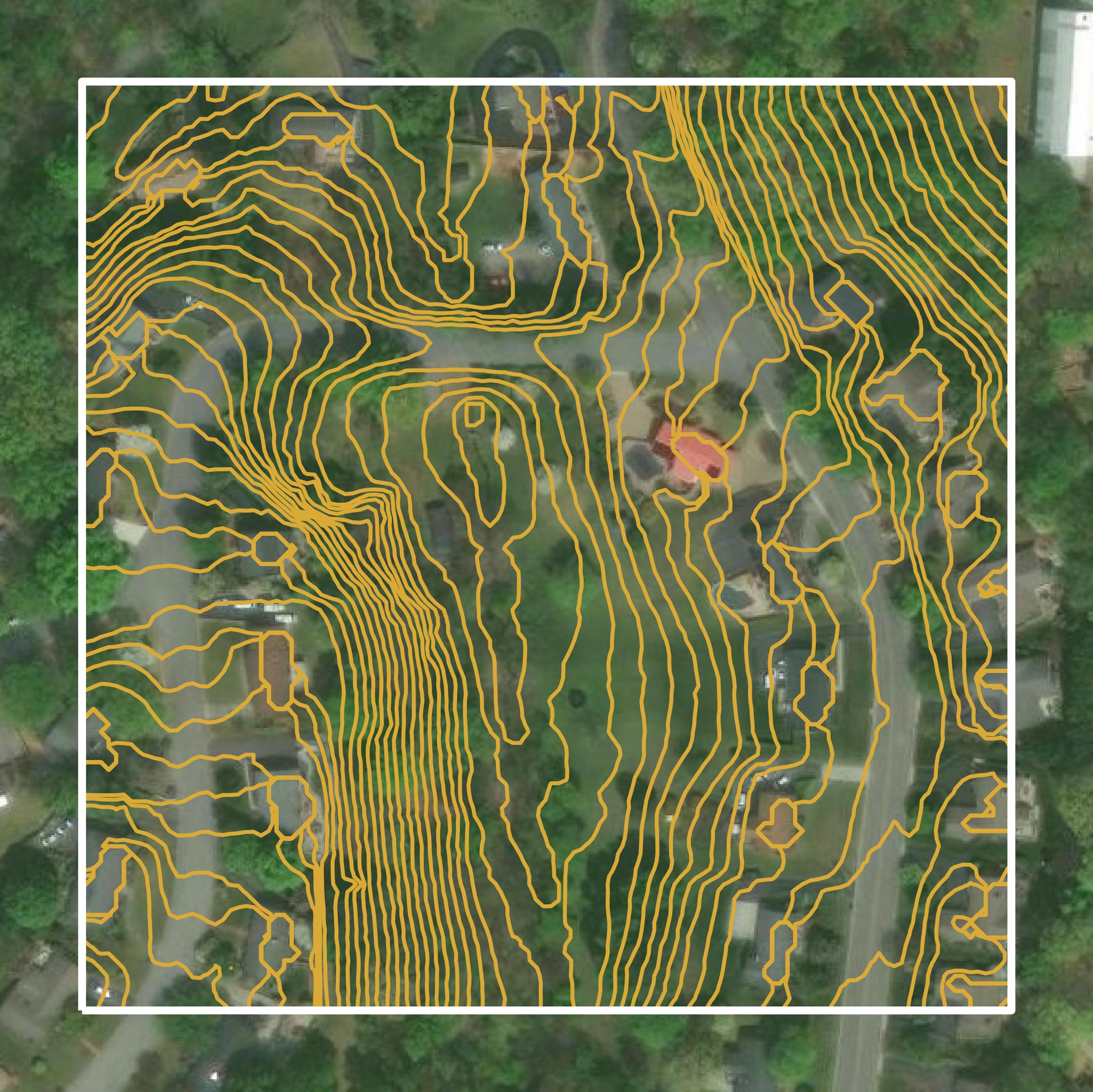 This image shows a contour map in Salem city created using GIS data in Equator.