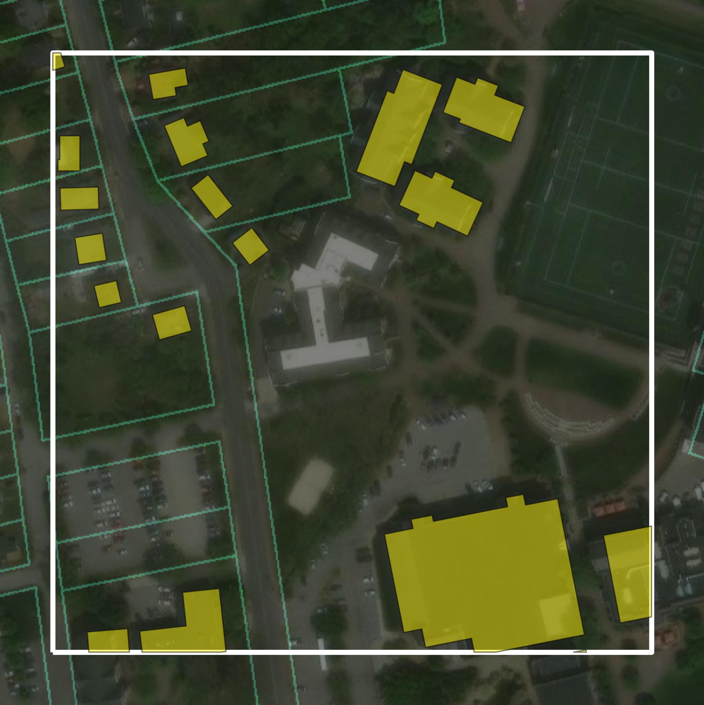 This image shows parcel and building data in Salem city created using GIS data in Equator.