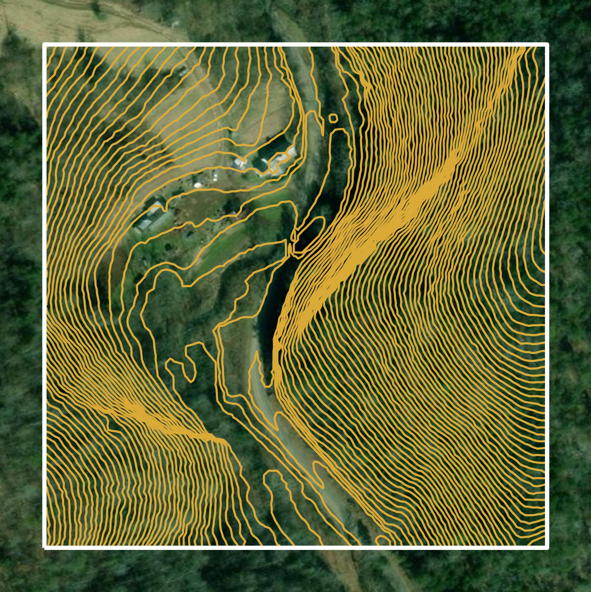 This image shows a contour map in Scott County created using GIS data in Equator.