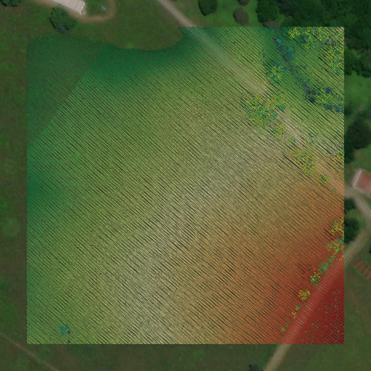 This image shows a LiDAR point cloud in Shenandoah County created using GIS data in Equator.