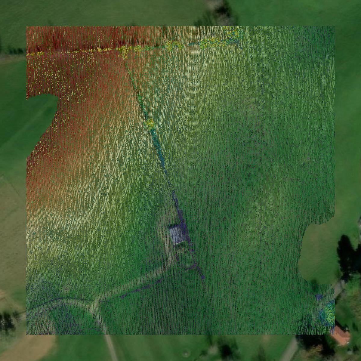 This image shows a LiDAR point cloud in Smyth County created using GIS data in Equator.