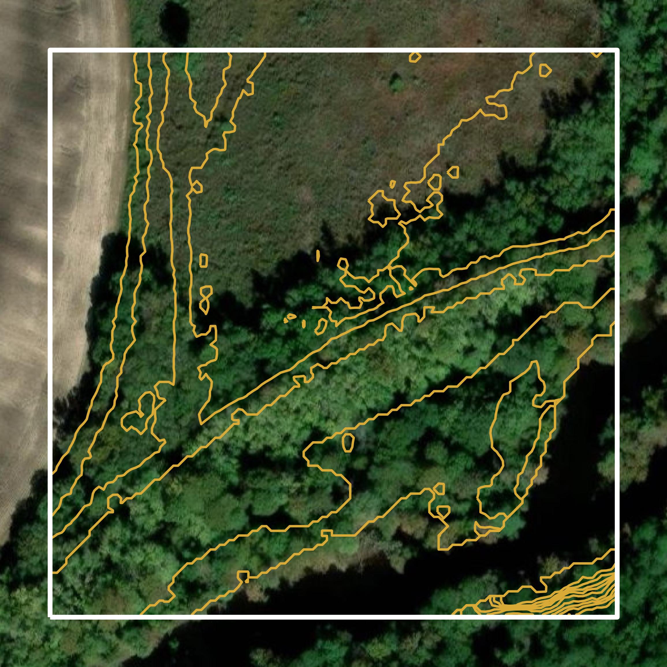 This image shows a contour map in Southampton County created using GIS data in Equator.