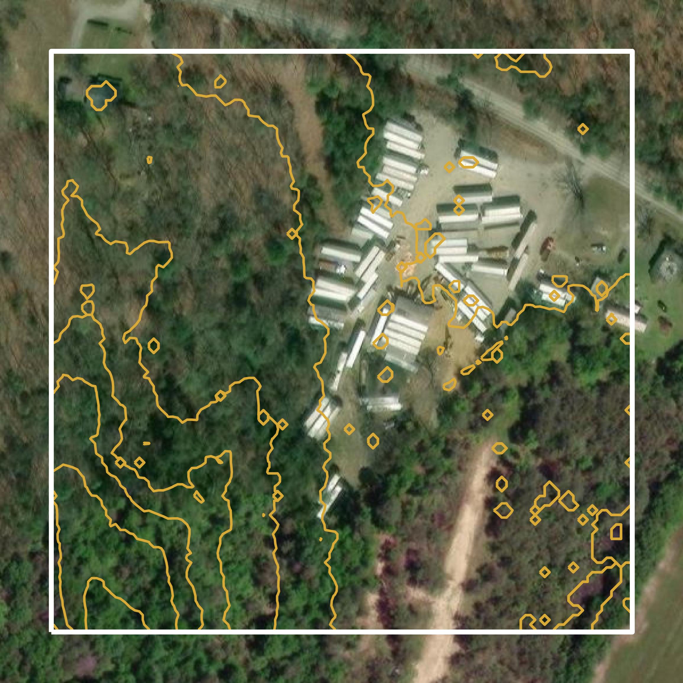 This image shows a contour map in Spotsylvania County created using GIS data in Equator.