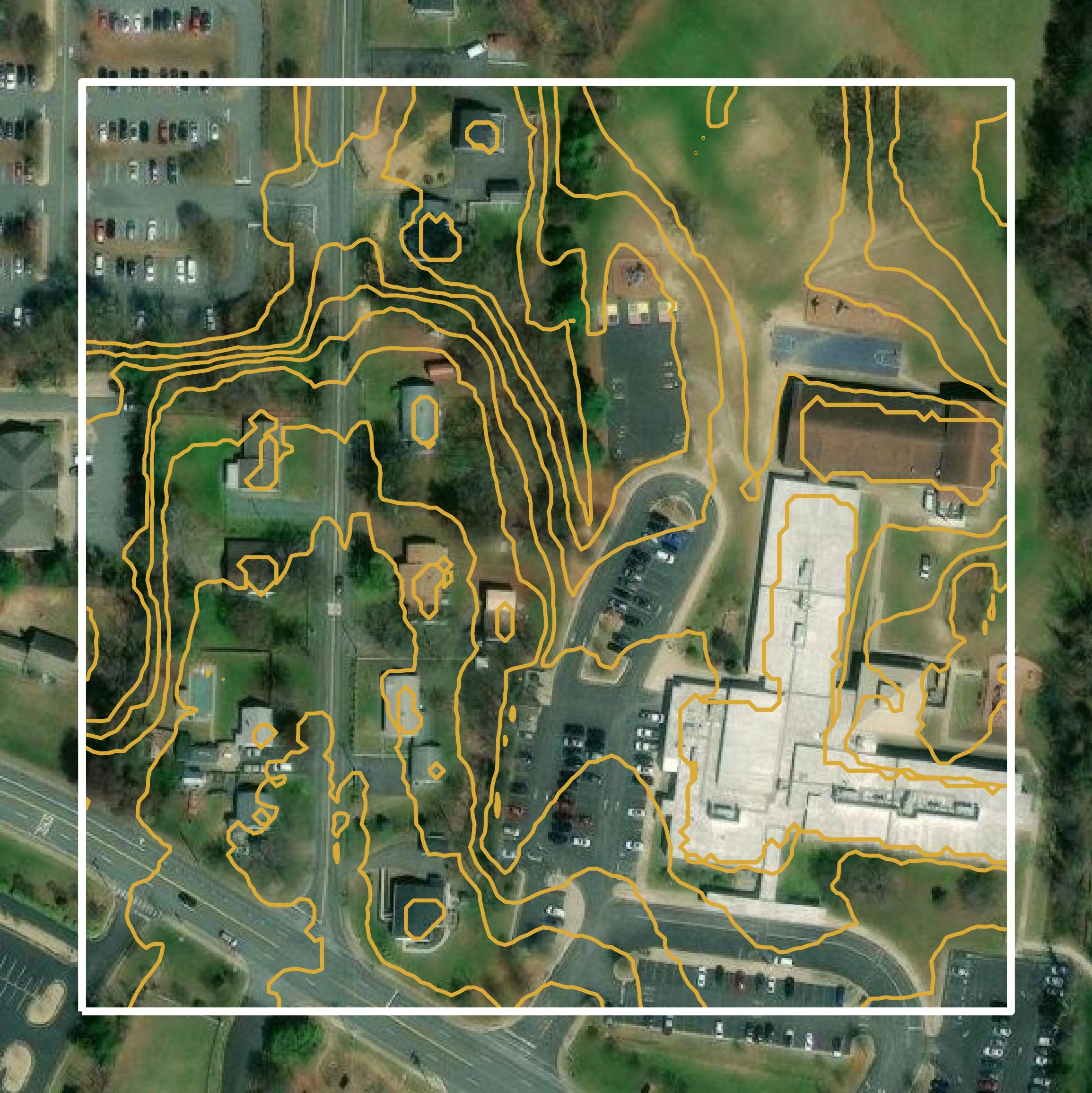This image shows a contour map in Stafford County created using GIS data in Equator.