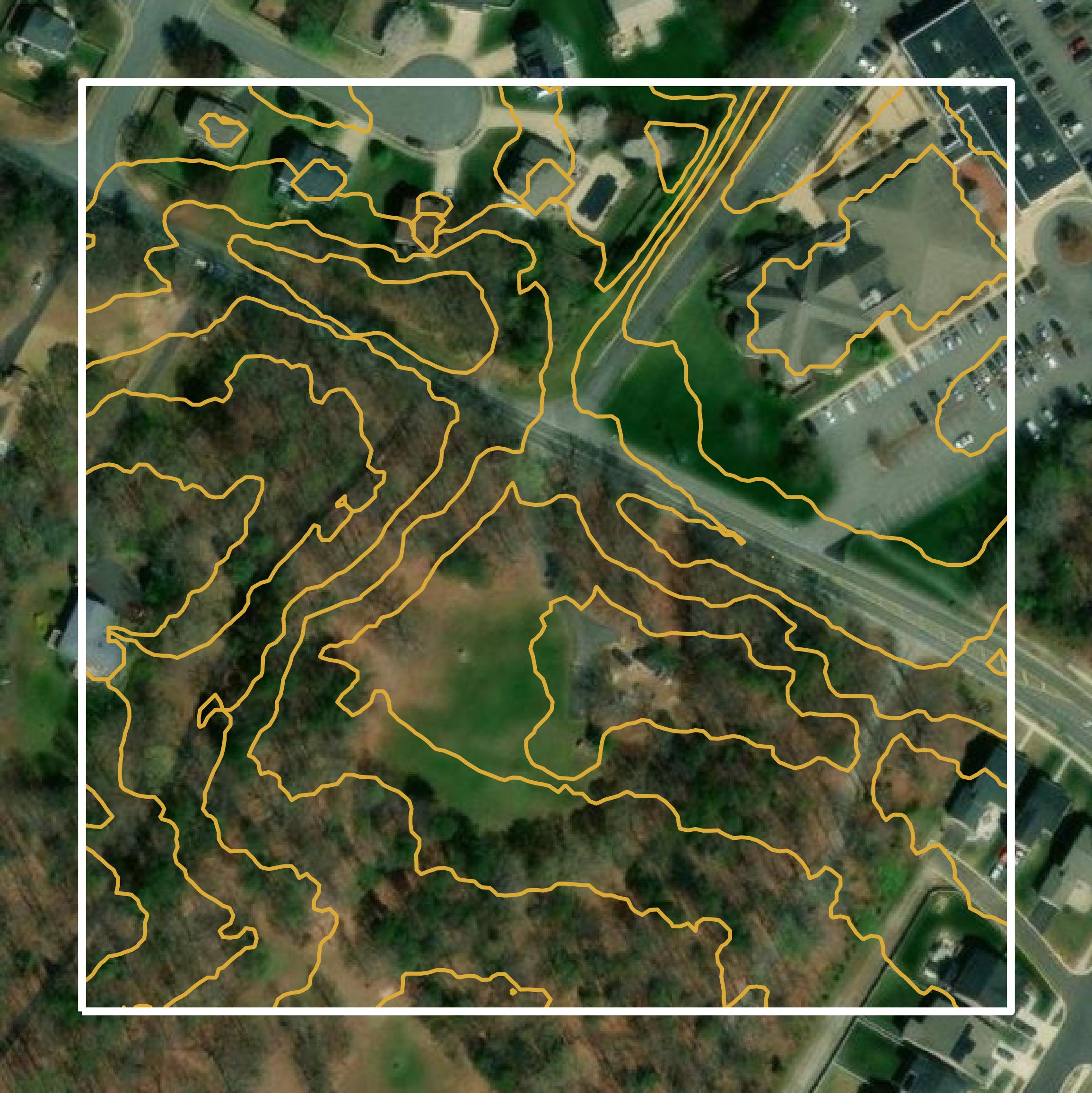 This image shows a contour map in Stafford County created using GIS data in Equator.