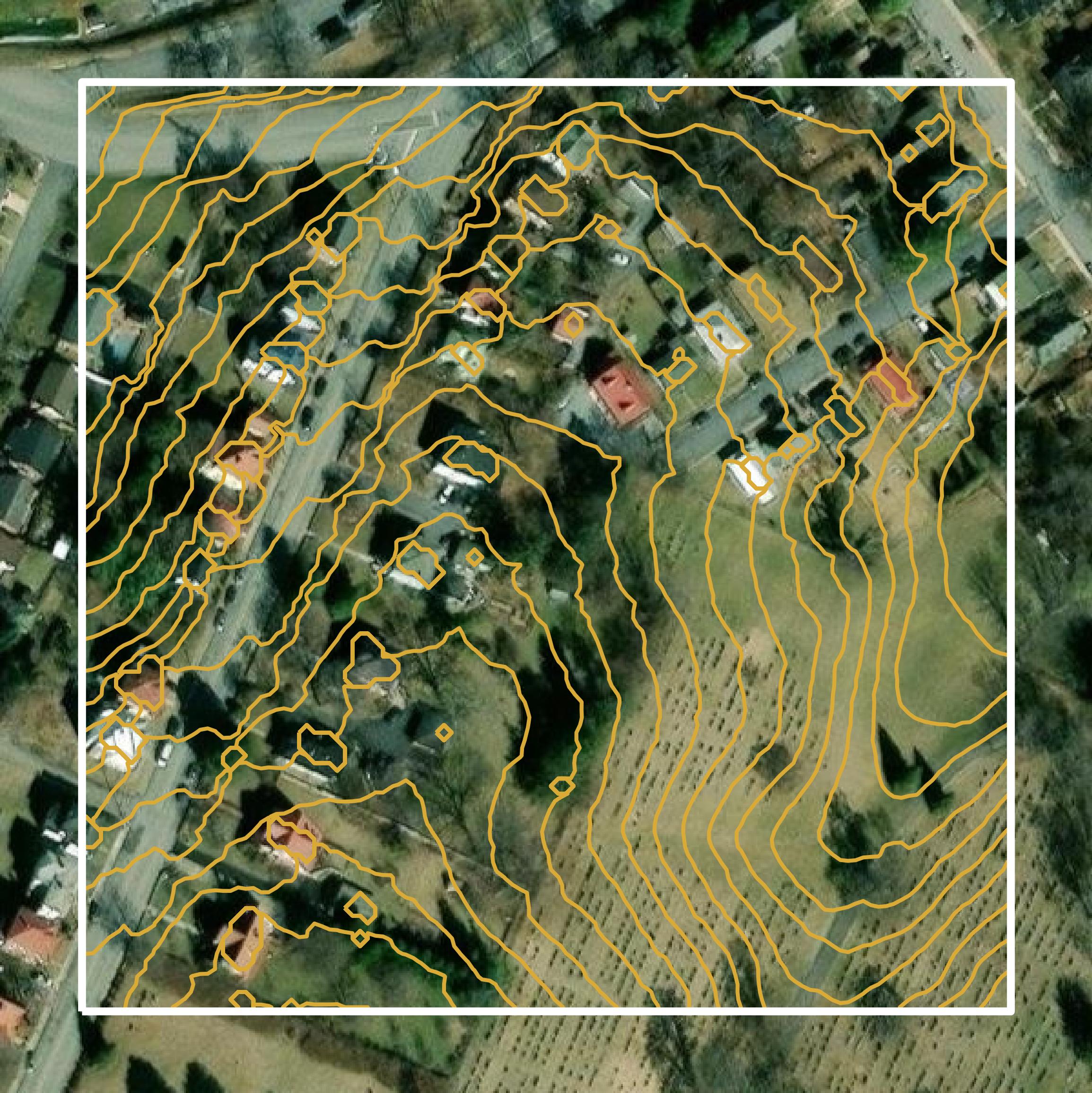 This image shows a contour map in Staunton city created using GIS data in Equator.