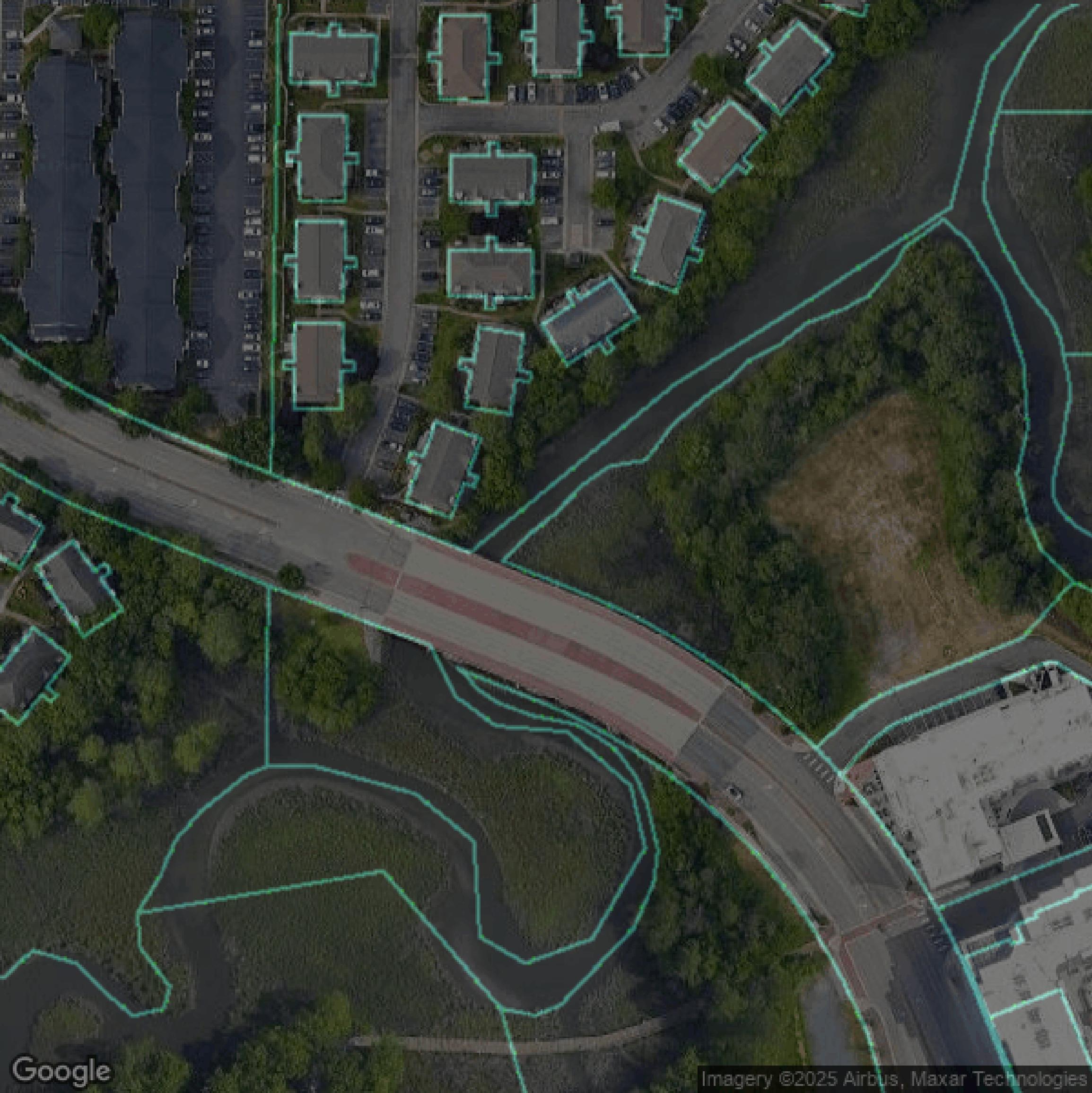 This image shows parcel data in Virginia Beach city created using GIS data in Equator.
