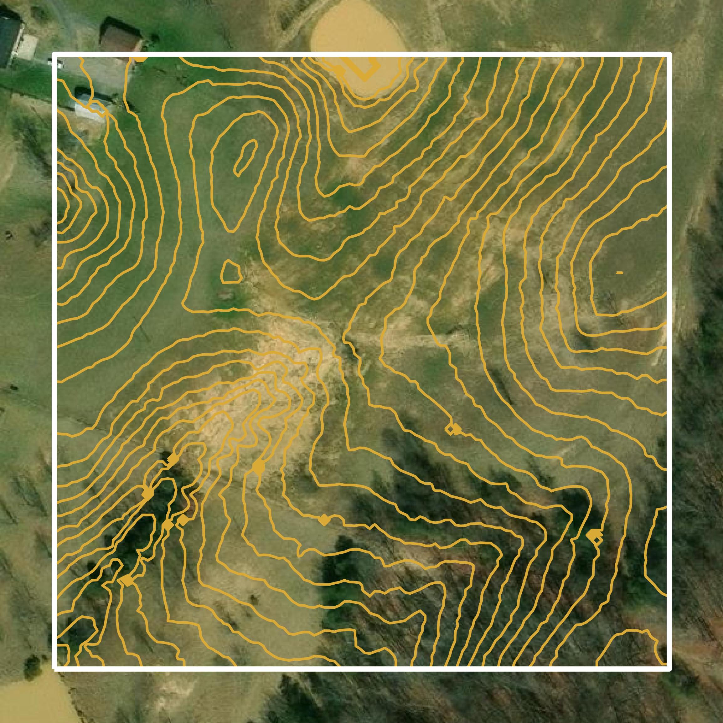 This image shows a contour map in Warren County created using GIS data in Equator.