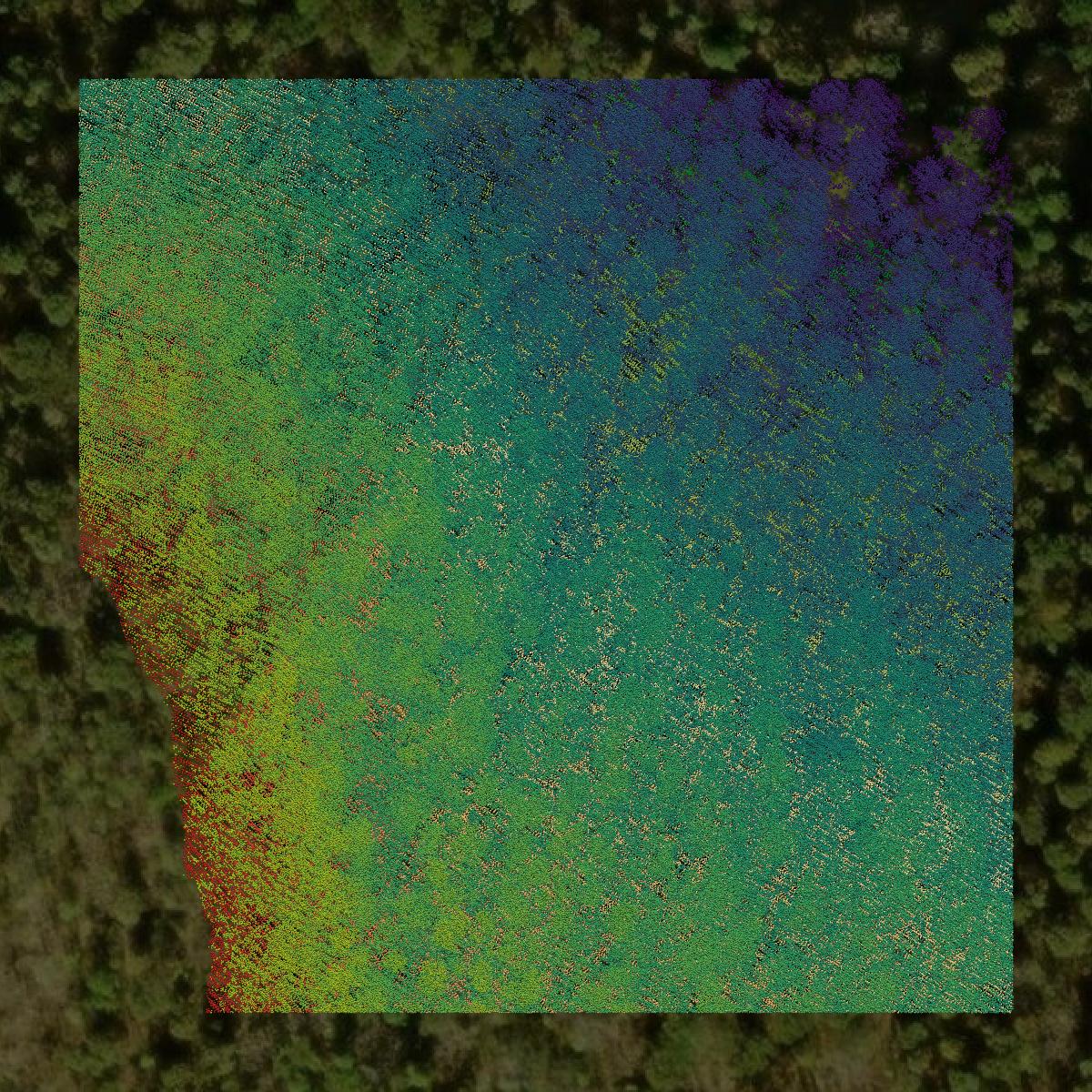 This image shows a LiDAR point cloud in Warren County created using GIS data in Equator.