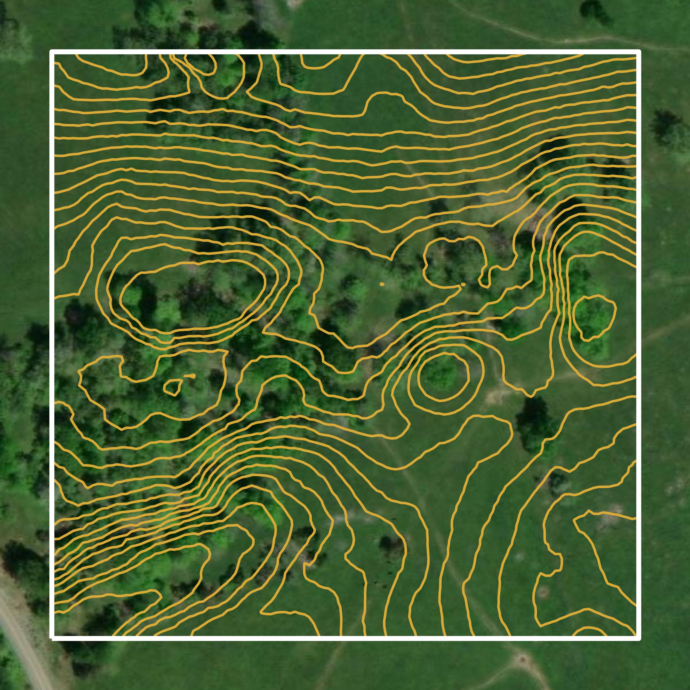 This image shows a contour map in Washington County created using GIS data in Equator.