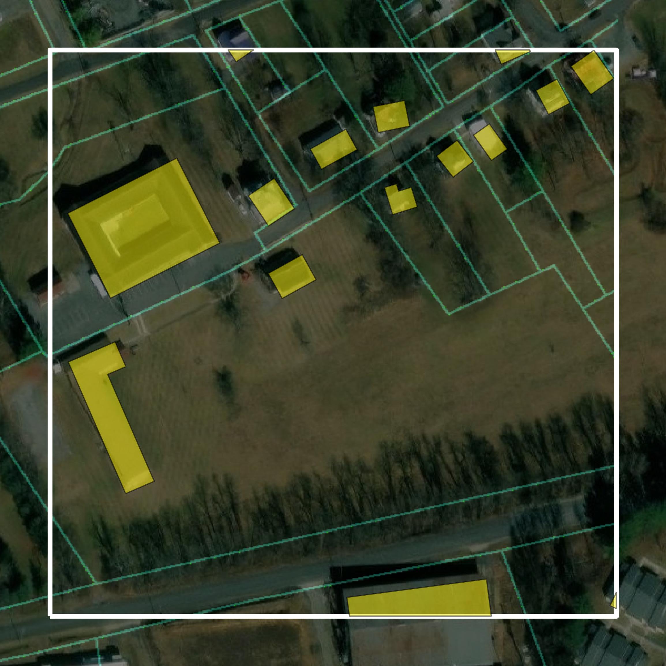 This image shows parcel and building data in Washington County created using GIS data in Equator.