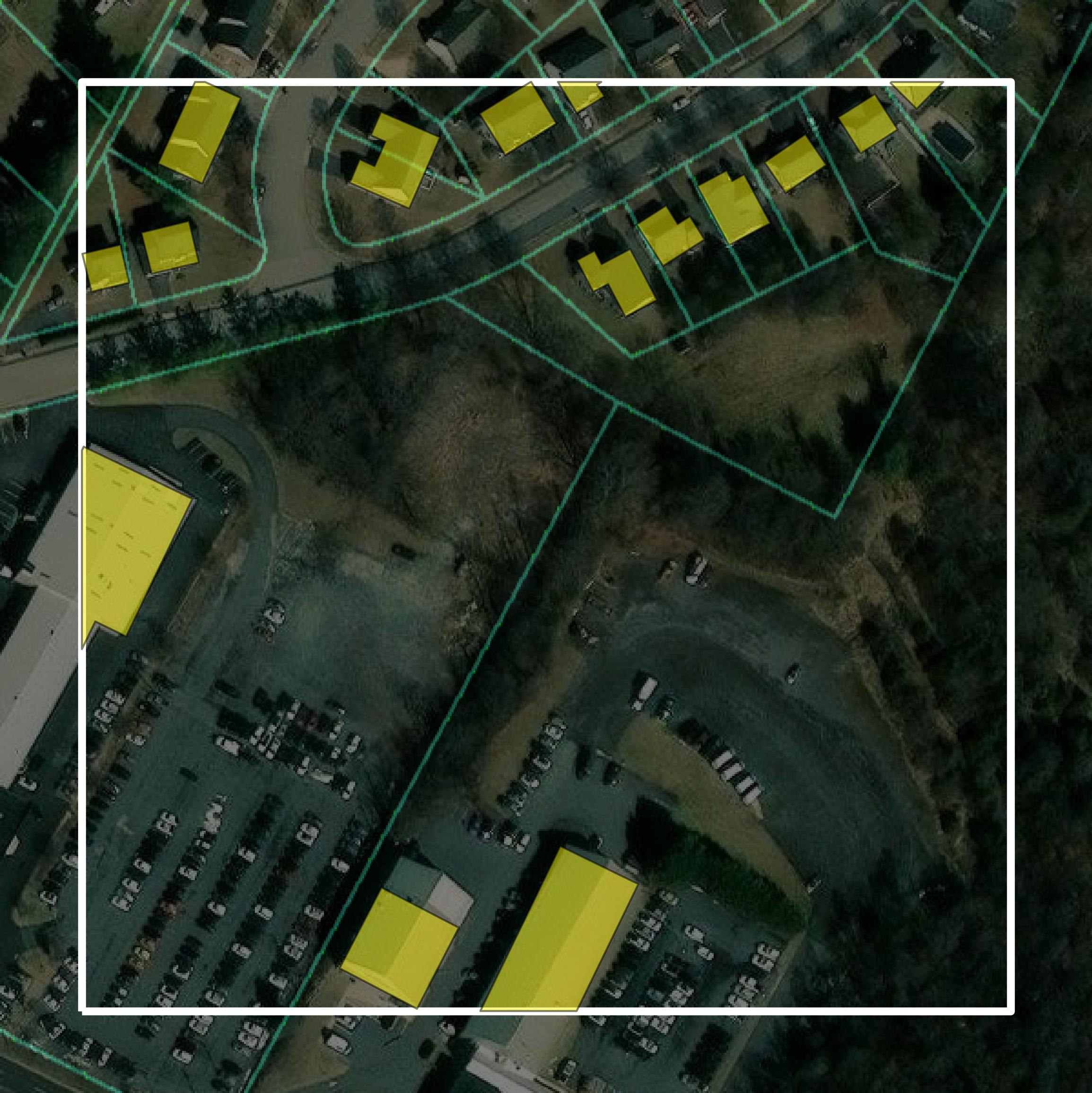 This image shows parcel and building data in Waynesboro city created using GIS data in Equator.