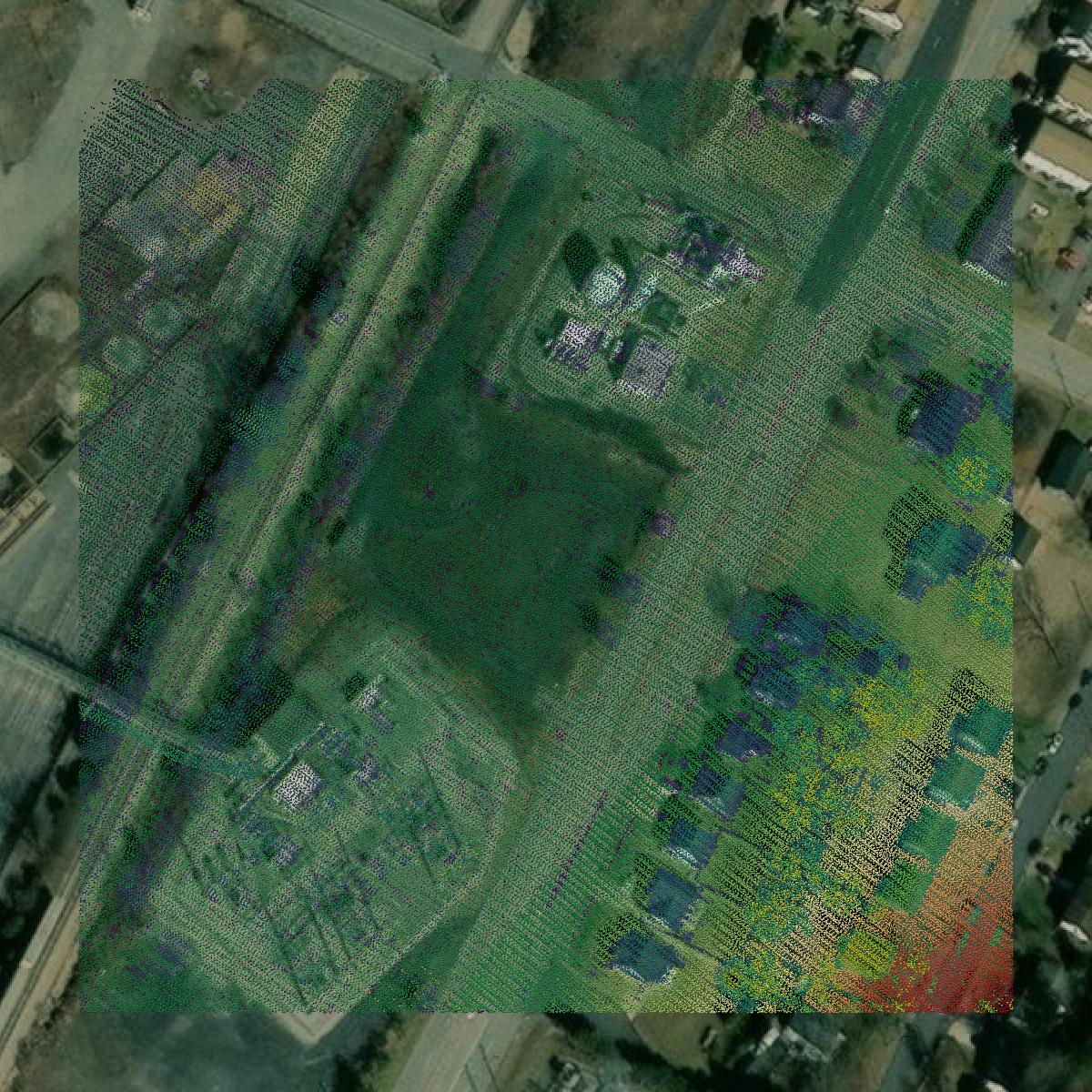This image shows a LiDAR point cloud in Waynesboro city created using GIS data in Equator.