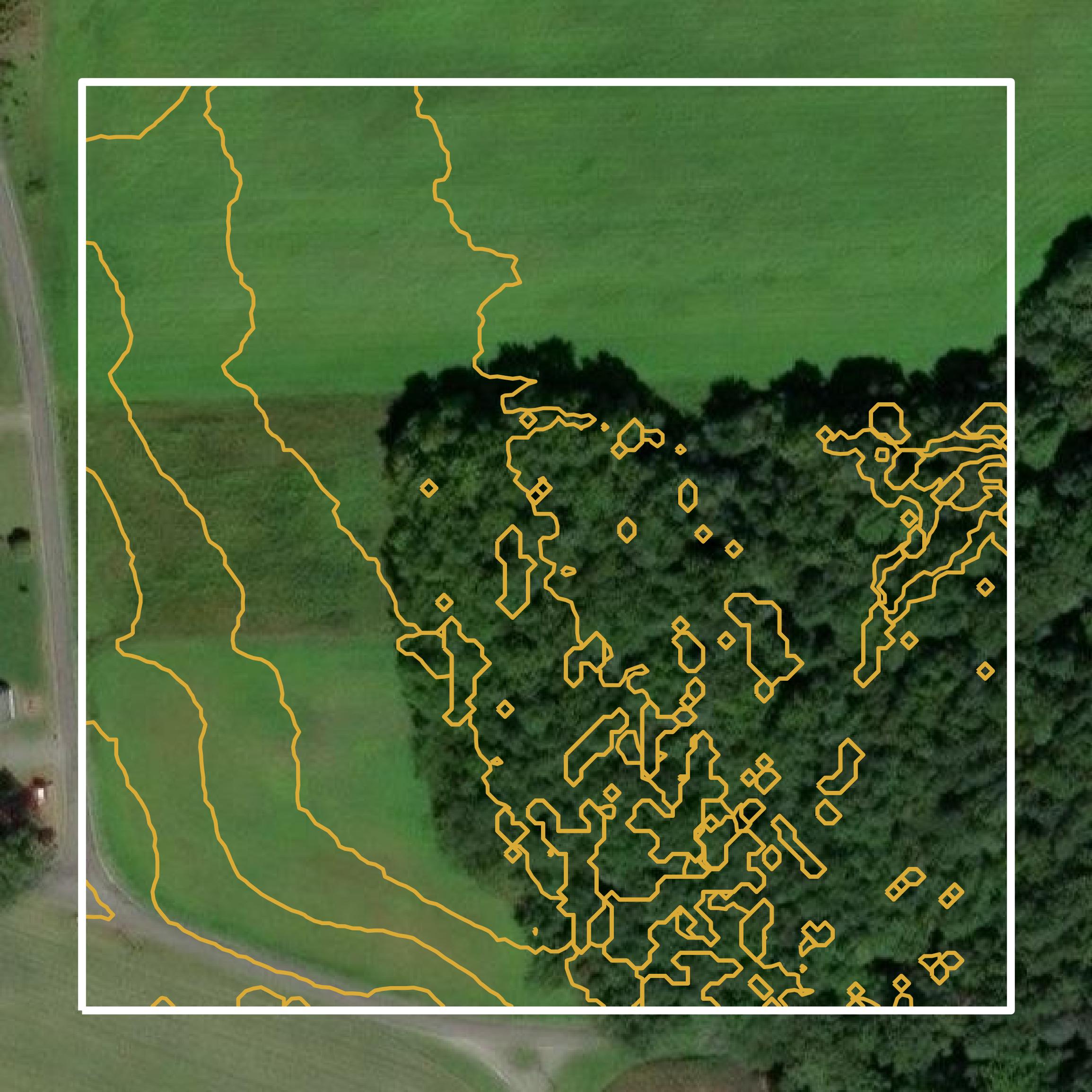 This image shows a contour map in Westmoreland County created using GIS data in Equator.