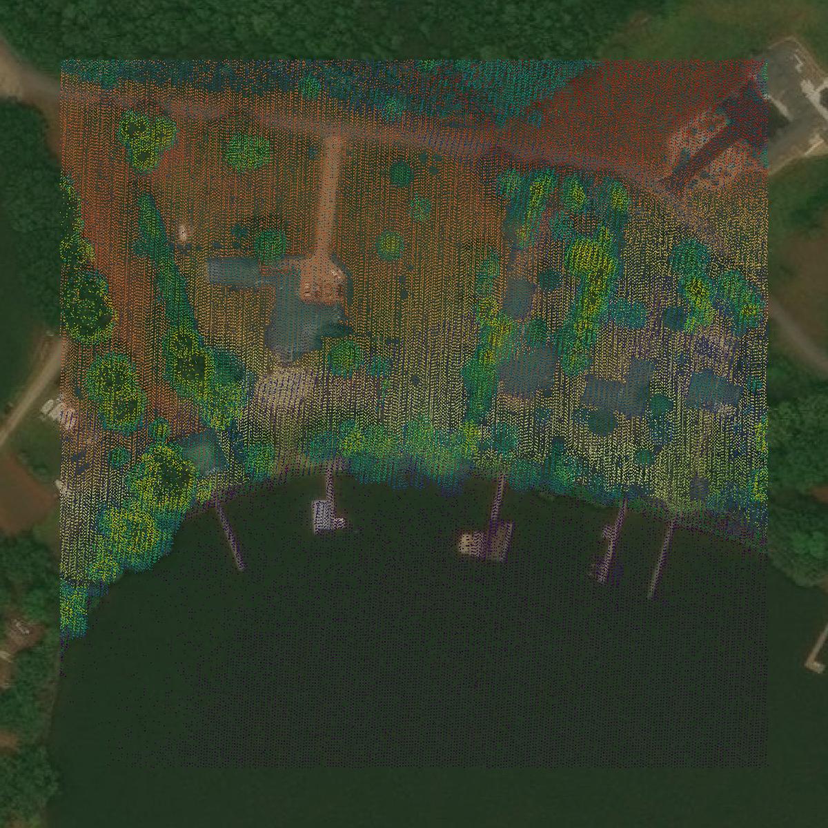 This image shows a LiDAR point cloud in Westmoreland County created using GIS data in Equator.