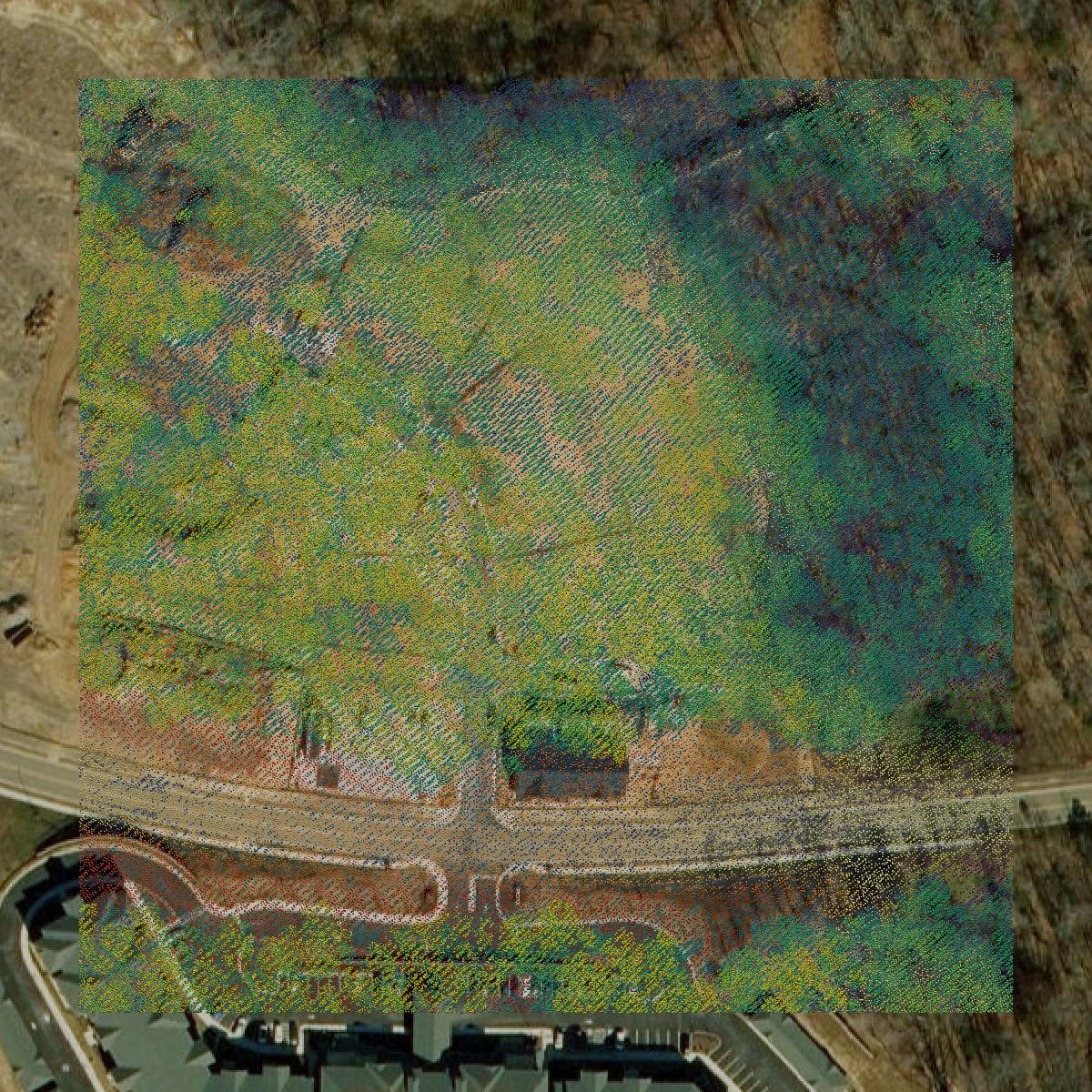 This image shows a LiDAR point cloud in Williamsburg city created using GIS data in Equator.