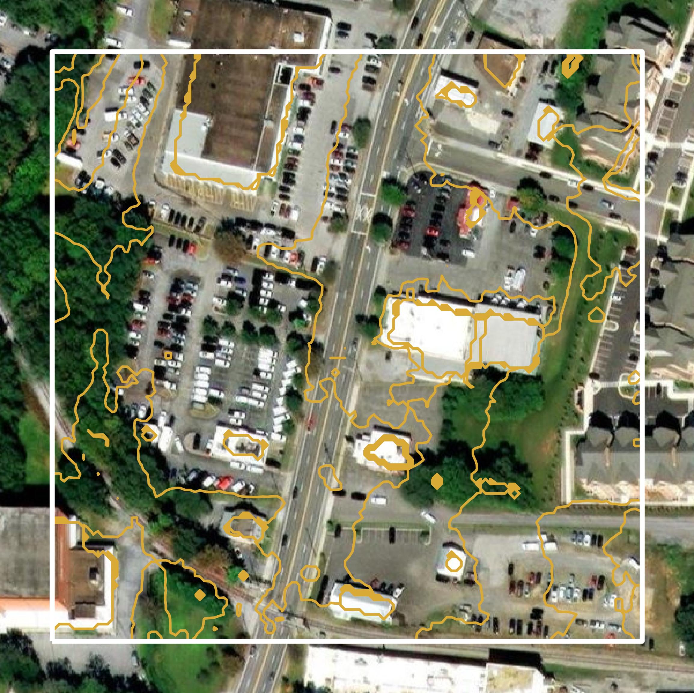 This image shows a contour map in Winchester city created using GIS data in Equator.