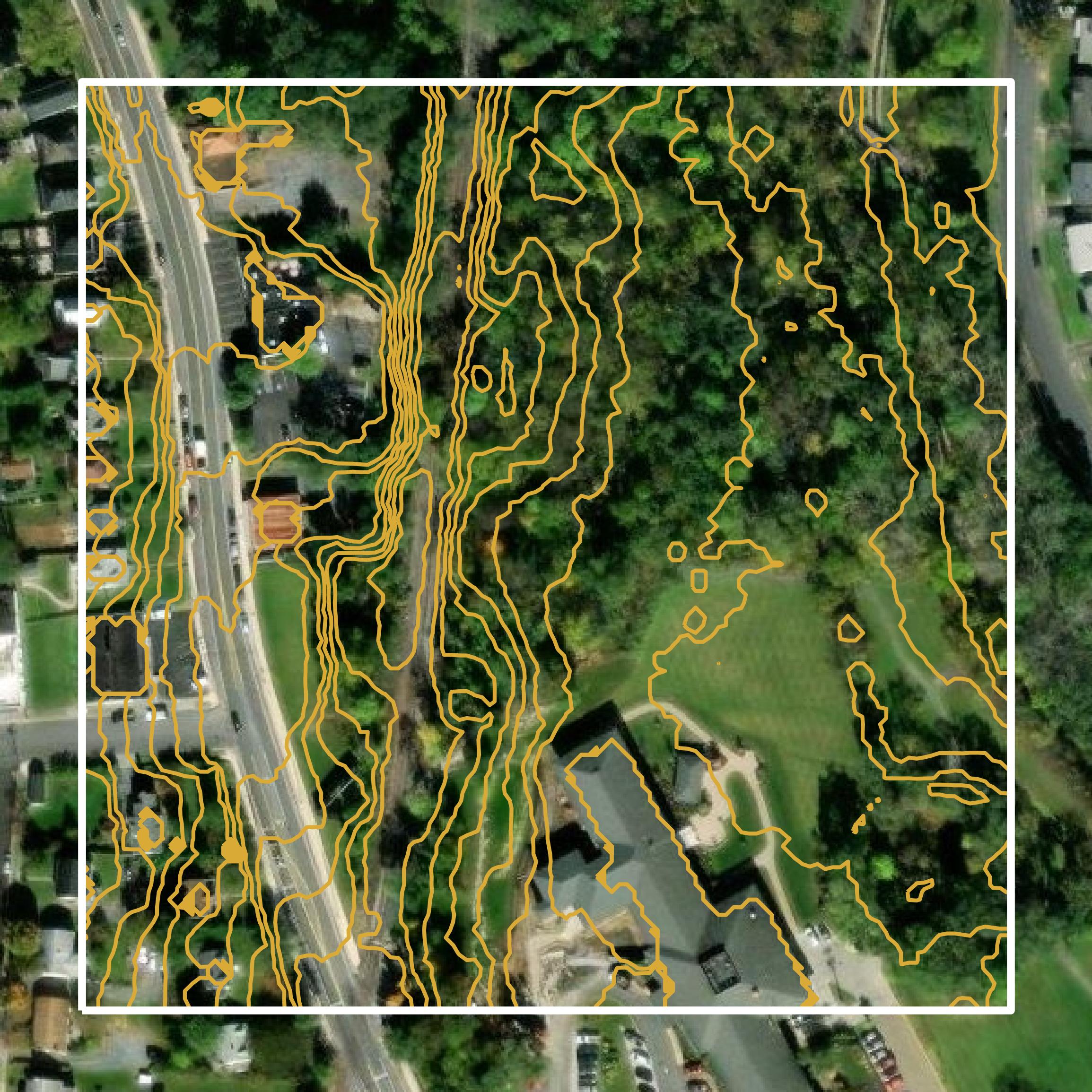 This image shows a contour map in Winchester city created using GIS data in Equator.