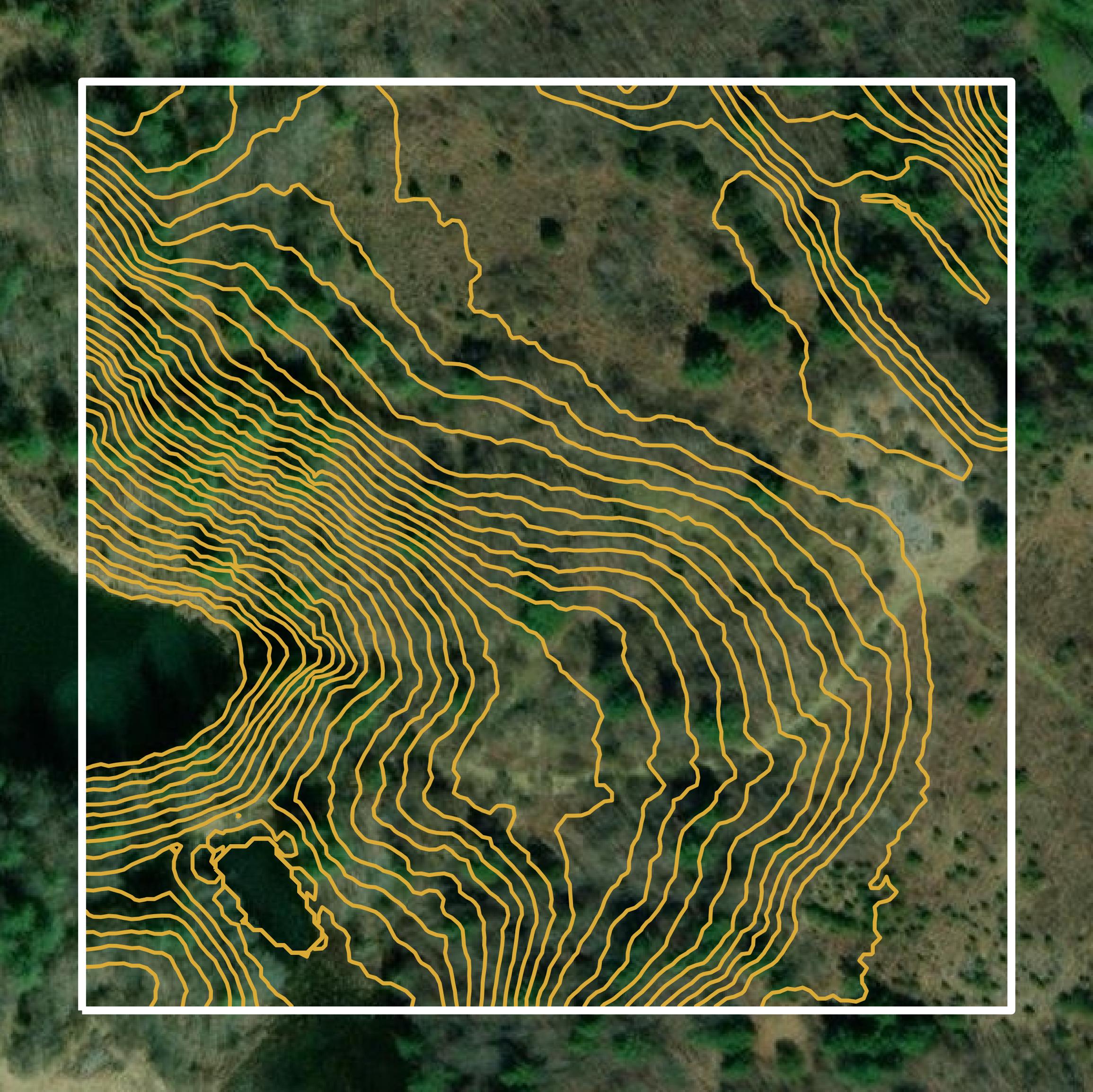 This image shows a contour map in Wise County created using GIS data in Equator.