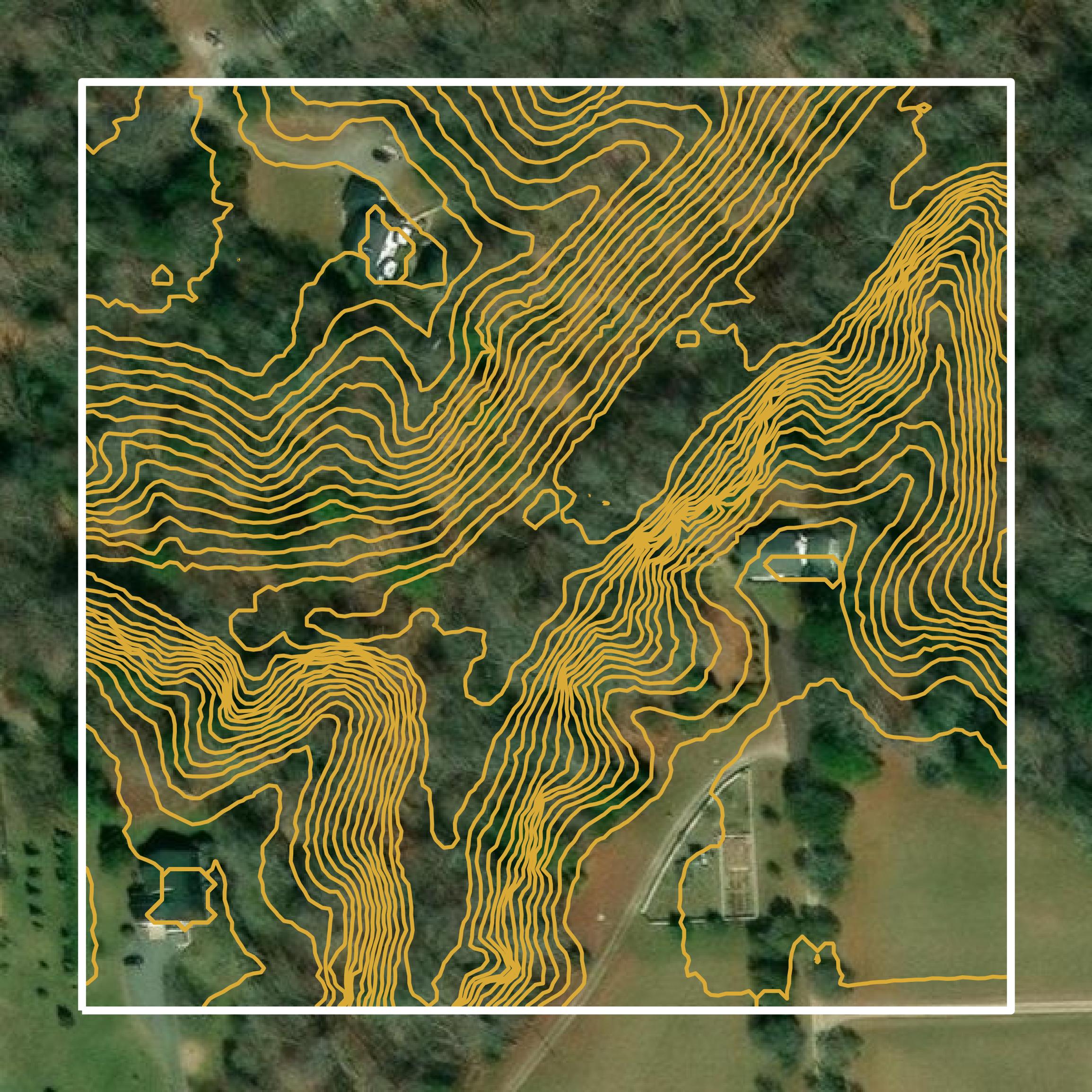 This image shows a contour map in York County created using GIS data in Equator.