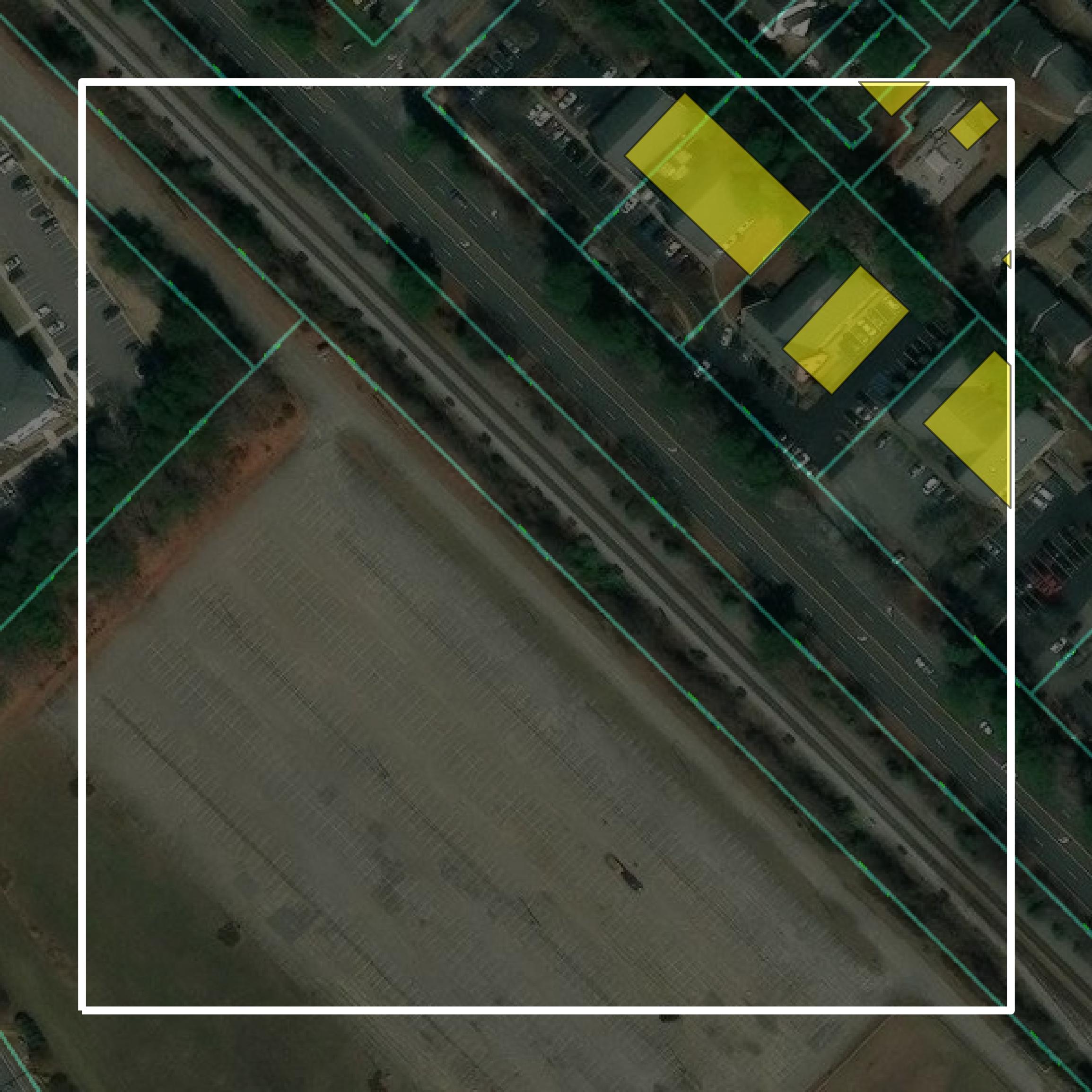 This image shows parcel and building data in York County created using GIS data in Equator.
